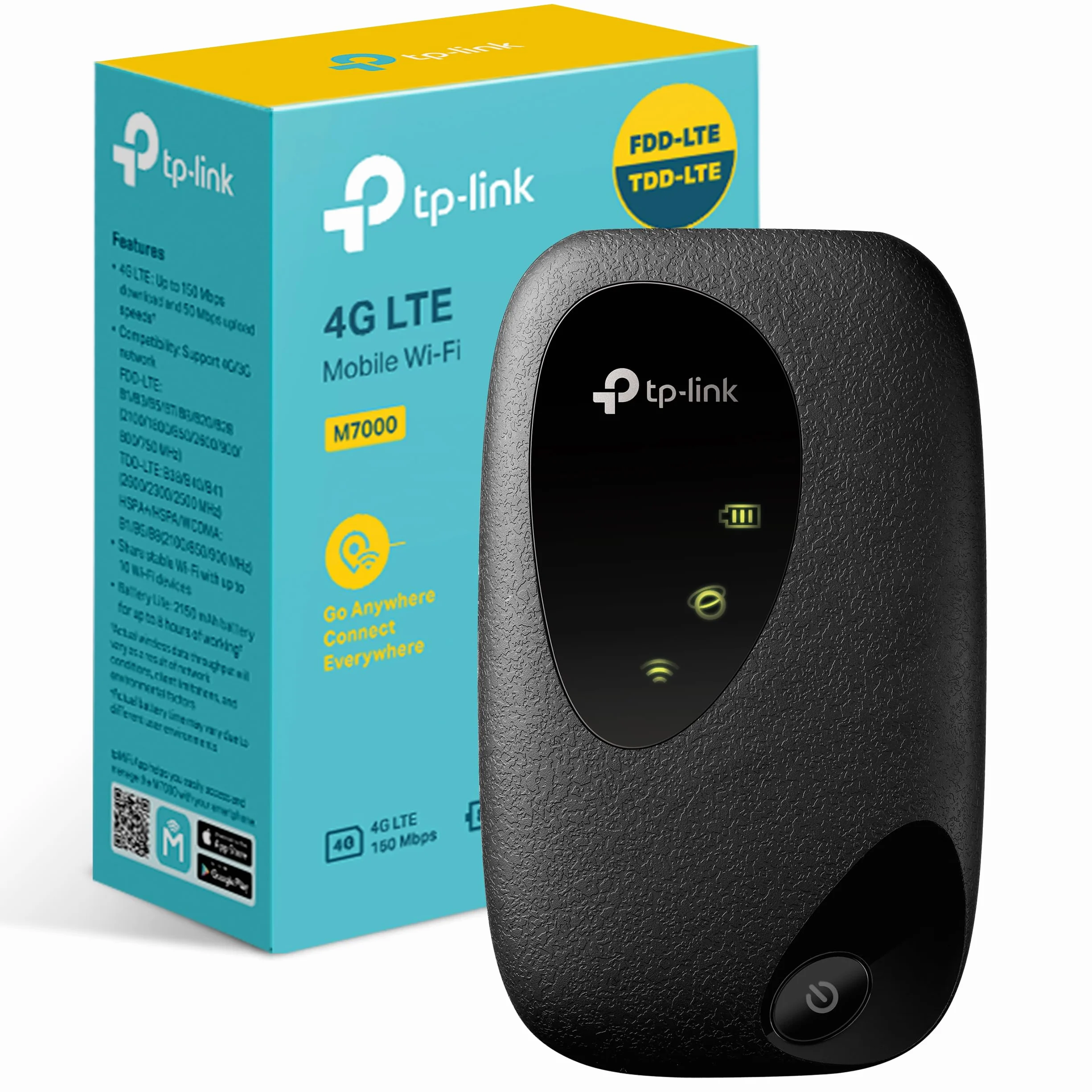 TP-Link [Nuovo] M7000 Saponetta WiFi 4G LTE Cat4 150Mbps, WiFi N300Mbps, Router WiFi con SIM, WiFi Portatile, Batteria Ricaricabile, Configurazione Semplice, Red DOT Design Award, Versione 2023