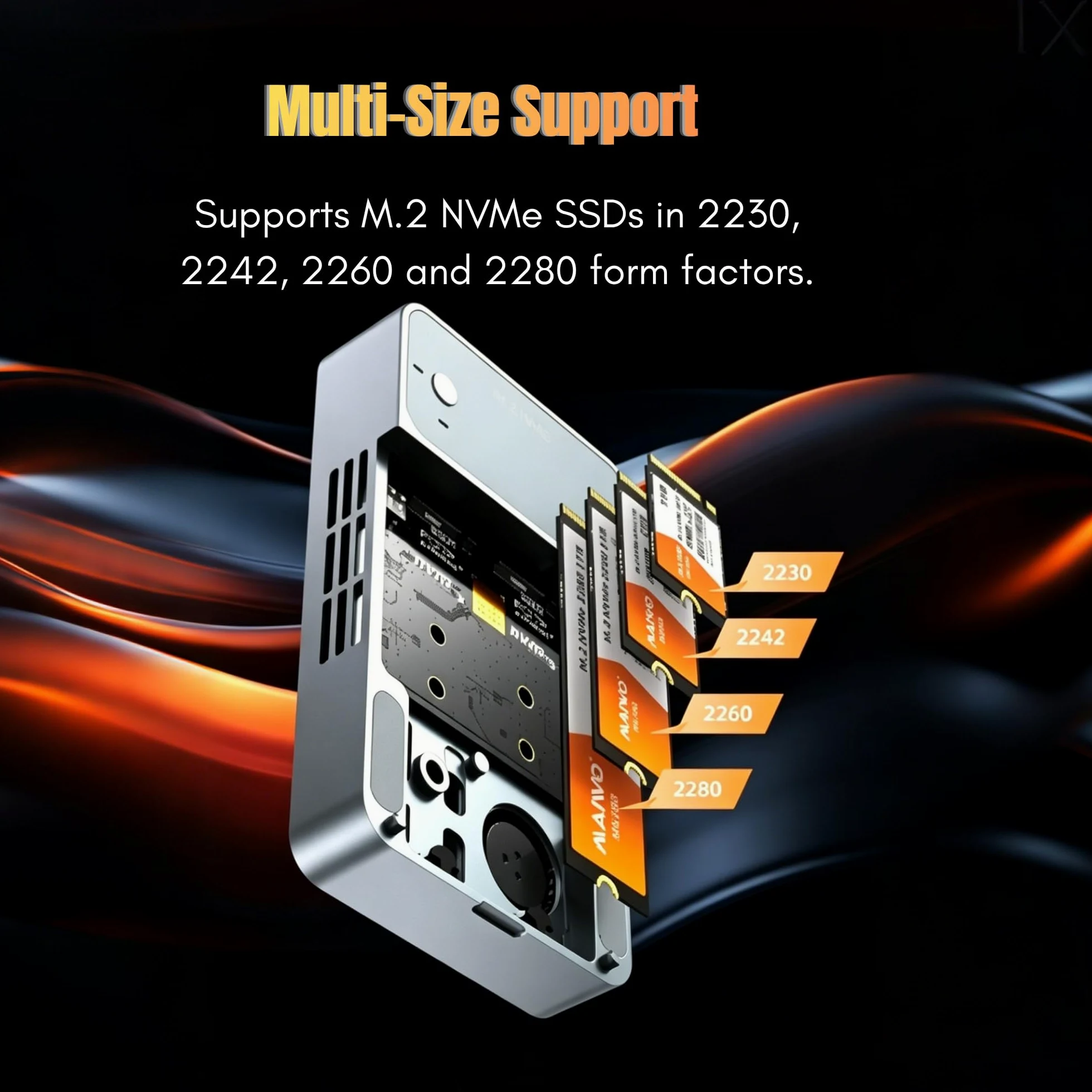 Dual Bay - Alloggiamento in alluminio per M.2 NVMe SSD, USB 3.2 Gen 2x2 20Gbps, alloggiamento in alluminio per M.2 2230/2242/2260/2280, senza attrezzi, compatibile con PCIe 4.0/5.0, con 4