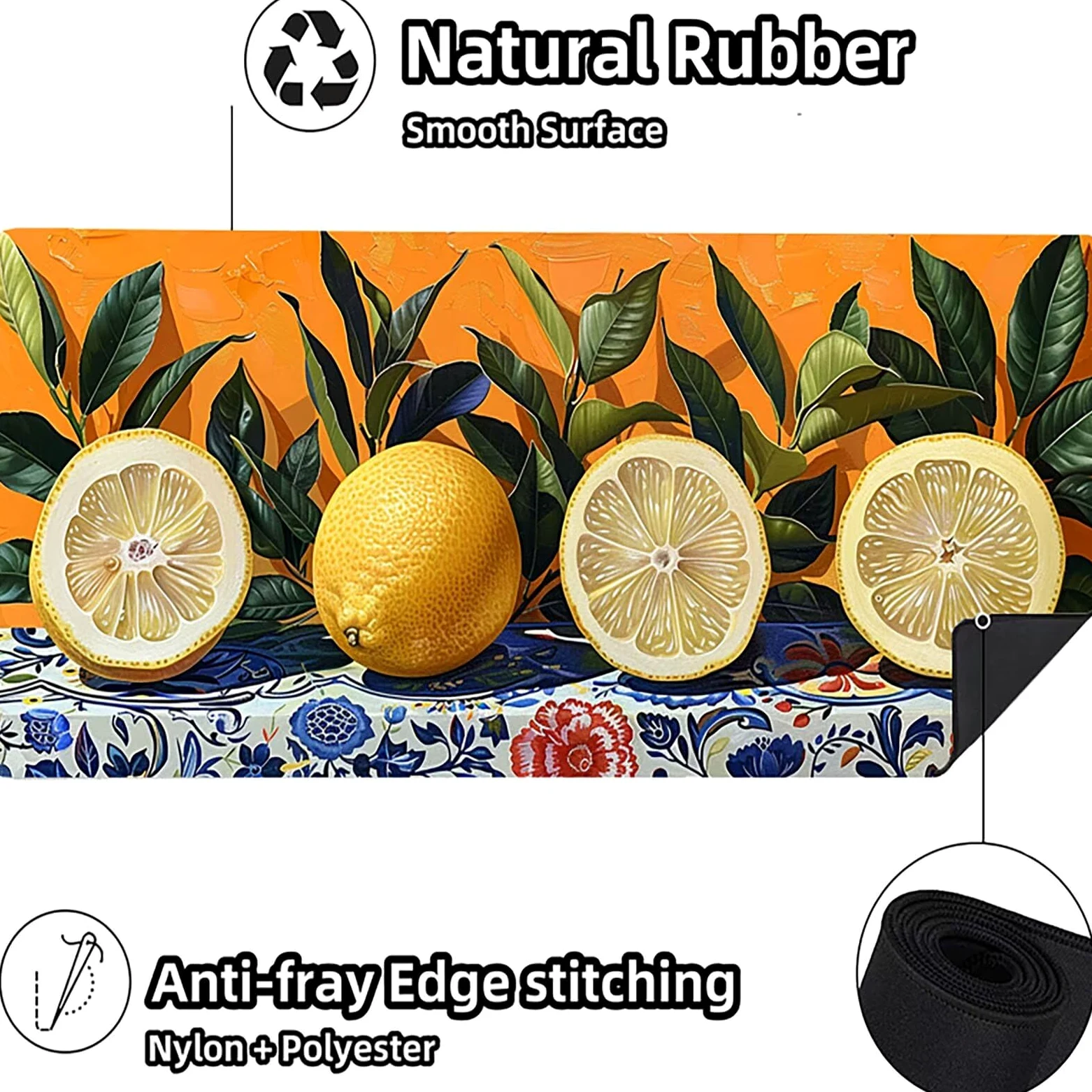 Tappetino Mouse XXL 1500 x 800 mm, Tappetino Mouse Frutta, Gaming Mousepad Migliorare la Velocità e la Precisione, Mouse Pad con Base in Gomma Antiscivolo, Ufficio Accessori Gaming, Giallo 7-2837