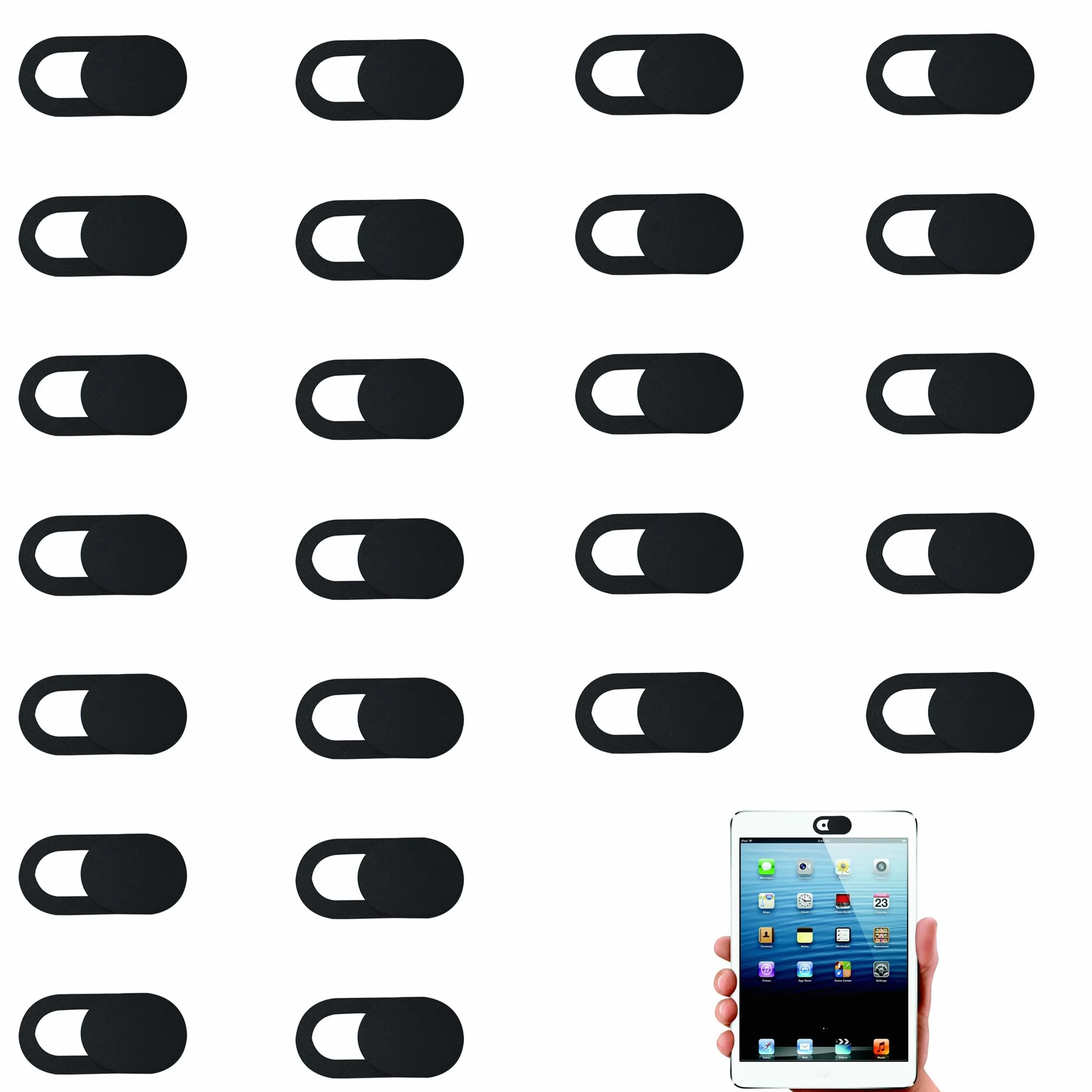 24 Copri WebCam Nero, Custodia per FotoCamere Laptop, Accessori PC Portatili, Adatto per Telefoni Cellulari e Tablet