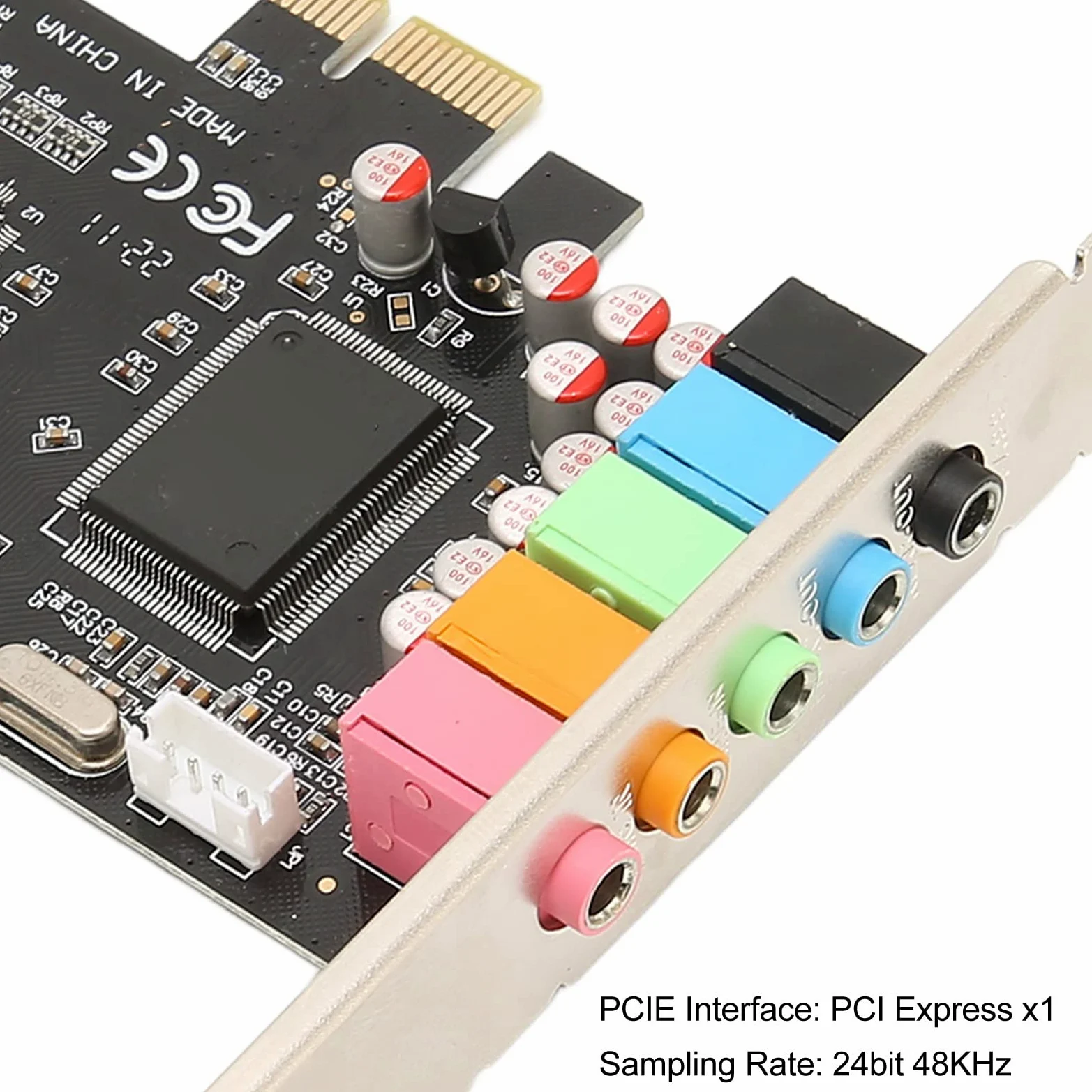 Scheda Audio PCI Express 5.1 per Computer - Audio Surround a 6 Canali, 24 Bit 48 KHz, Interna per Giochi 3D e Home Theater