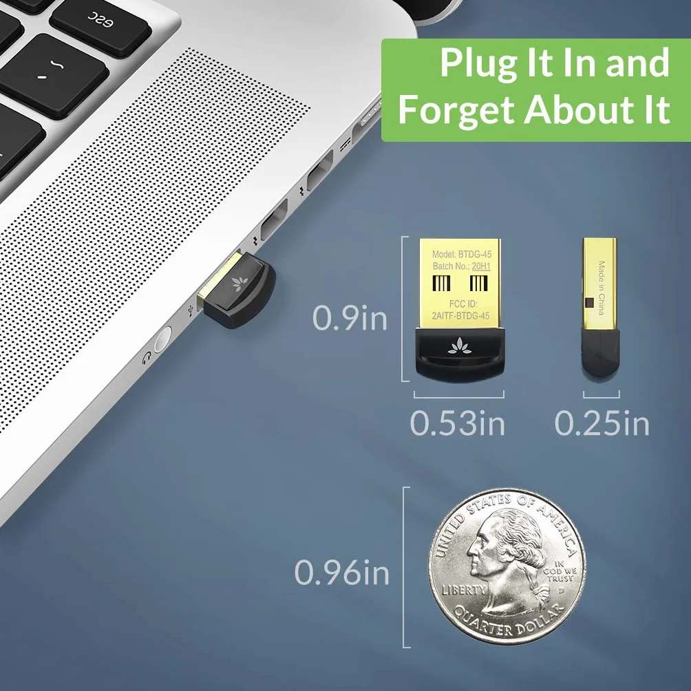 Avantree DG45 Adattatore Chiavetta Bluetooth USB per PC, e Laptop, Compatibile solo con Windows 11/10/8.1/8 - Connette Cuffie, Altoparlanti, Tastiere, Mouse e Stampanti Bluetooth (Non 2.4G)