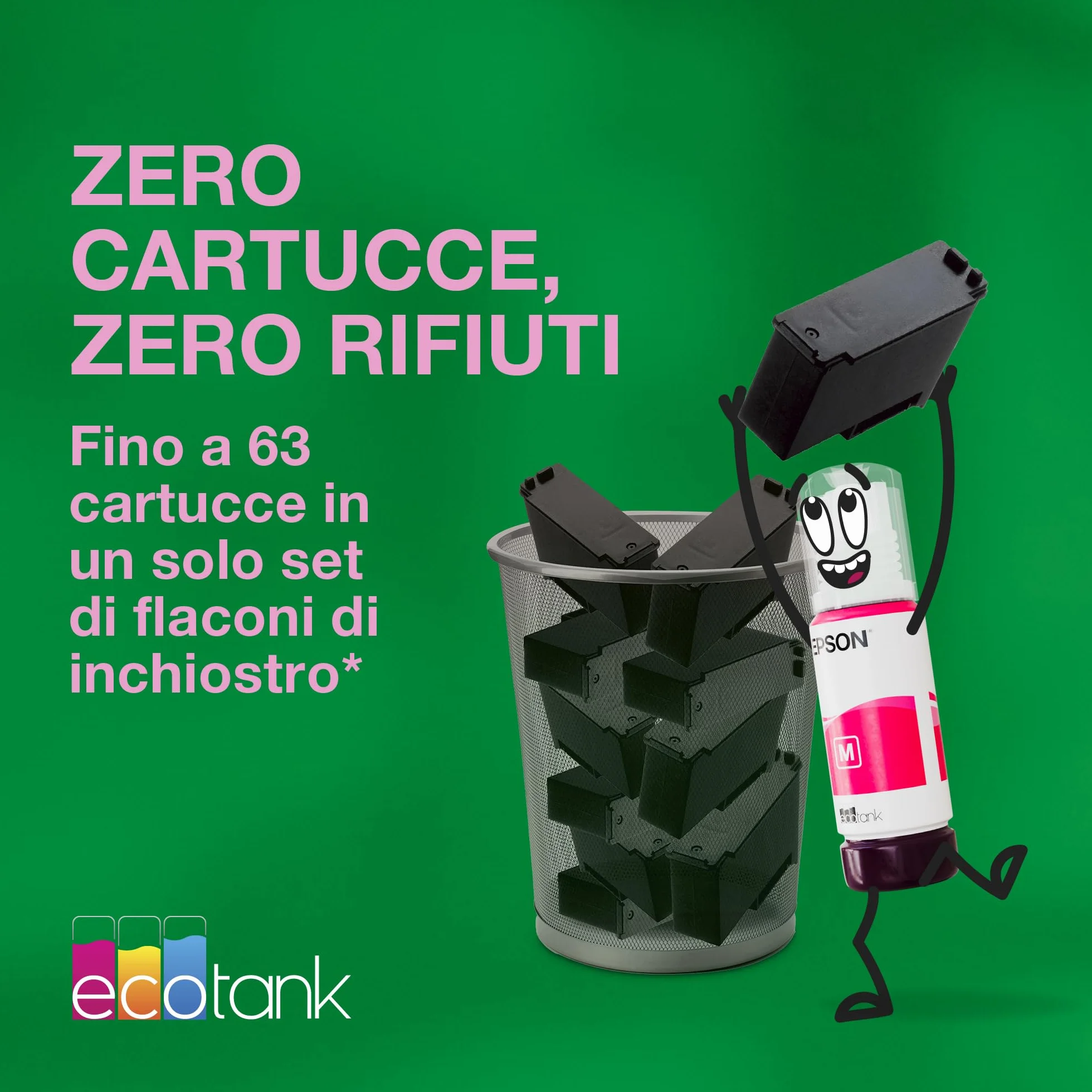 Epson EcoTank ET-3950 Stampante con Serbatoi D’inchiostro | Home Office | Wi-Fi | A4 | Fronte/Retro Stampa, Copia, Scansione | Display LCD 6.1 cm | ADF Da 30 Fogli | 3 Anni D'Inchiostro Inclusi
