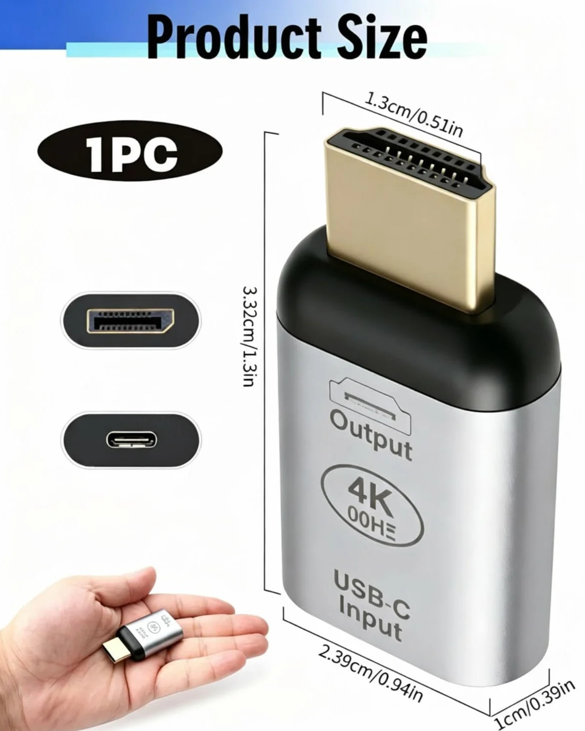 Adattatore HDMI a USB C, adattatore USB C a HDMI 4K 60Hz maschio per display, monitor, TV, laptop, telefono e tablet, adattatore HDMI compatibile con modalità specchio ed espansione