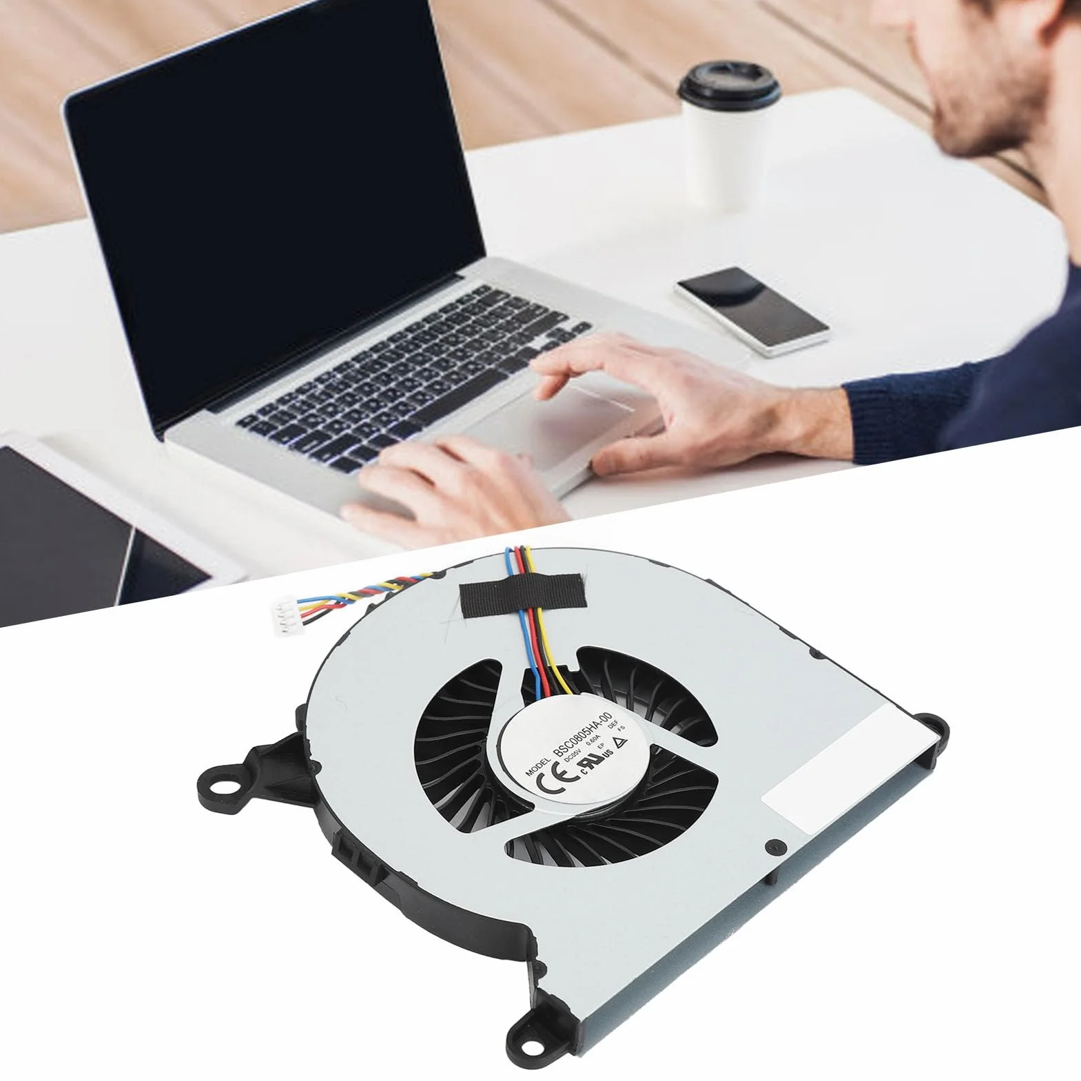 Bewinner Ventola di Raffreddamento CPU di Ricambio per NUC8 NUC8i7BEH NUC8i5BEH NUC8i5BEK NUC8i3BEH, 4 Pin 5 V 0,6 A BSC0805HA‑00 Ventola di Raffreddamento CPU Mini PC