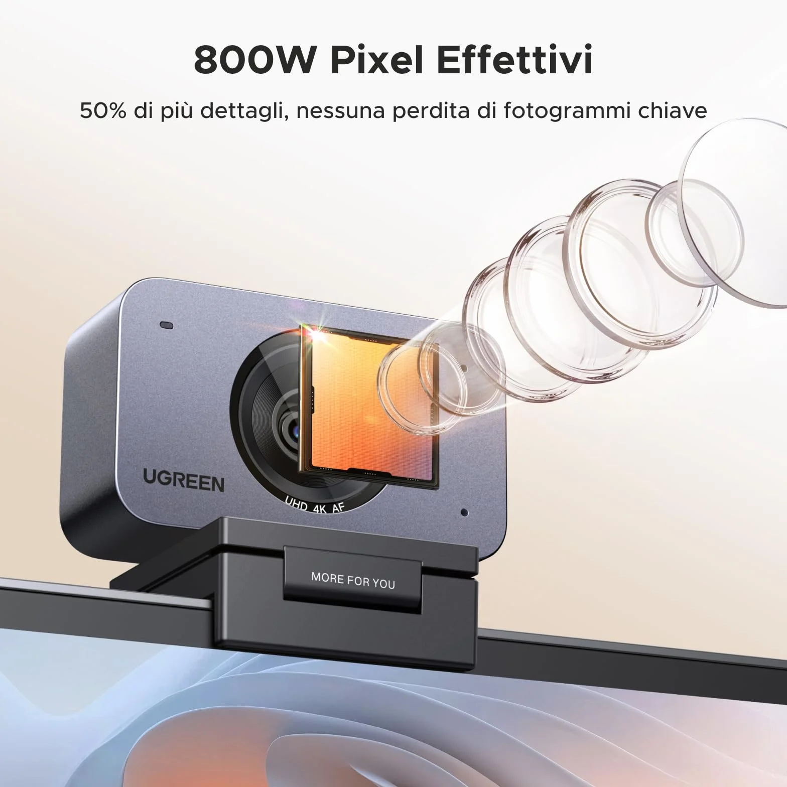 UGREEN FineCam 4K Webcam 30FPS Ultra HD Webcam USB Fuoco Automatico Treppiede Metallico Doppio Microfono Face AE Commutazione Verticale Orizzontale per Windows MacOS Linux Youtube Skype Appel Zoom