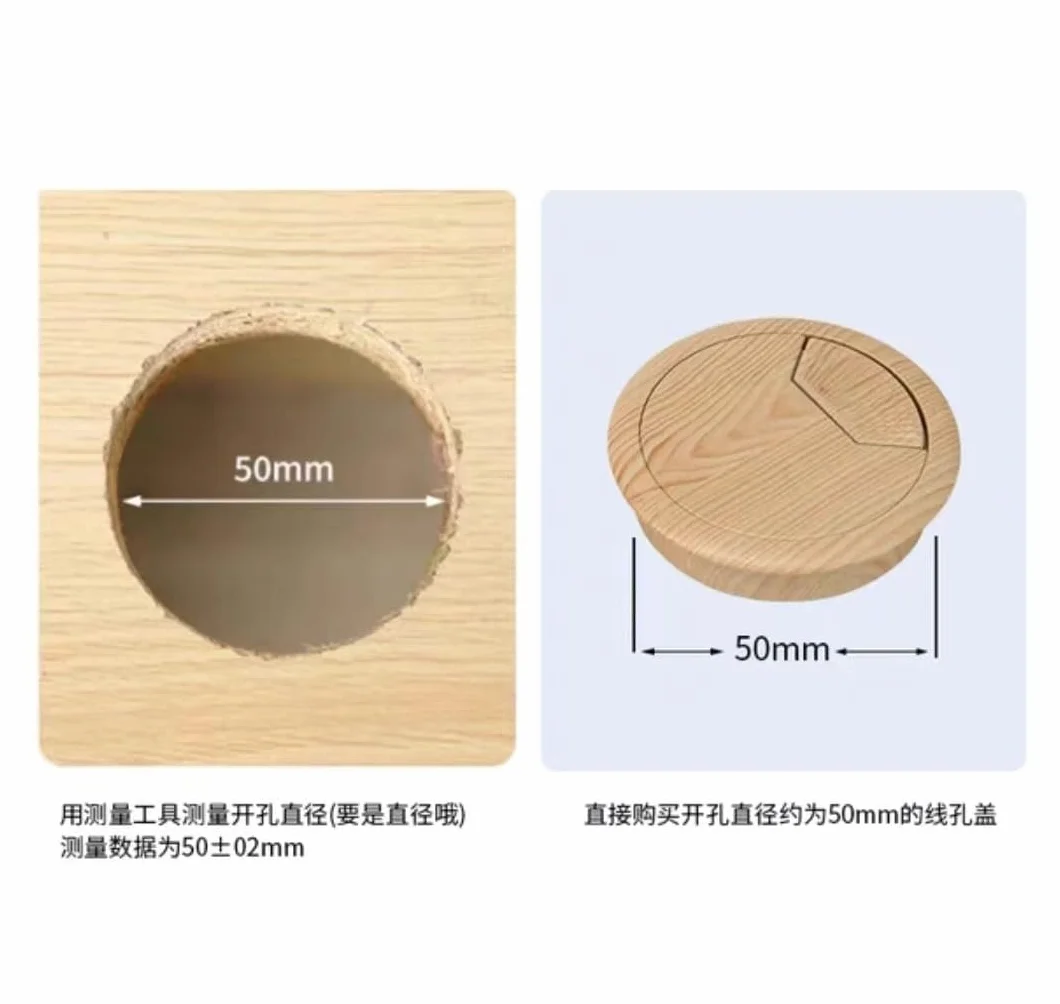 Passacavi da scrivania, copriforo for cavi da scrivania, 2 pezzi da 50/60 mm, copriforo cavi in ​​plastica effetto legno for scrivania (Style 1-50mm)