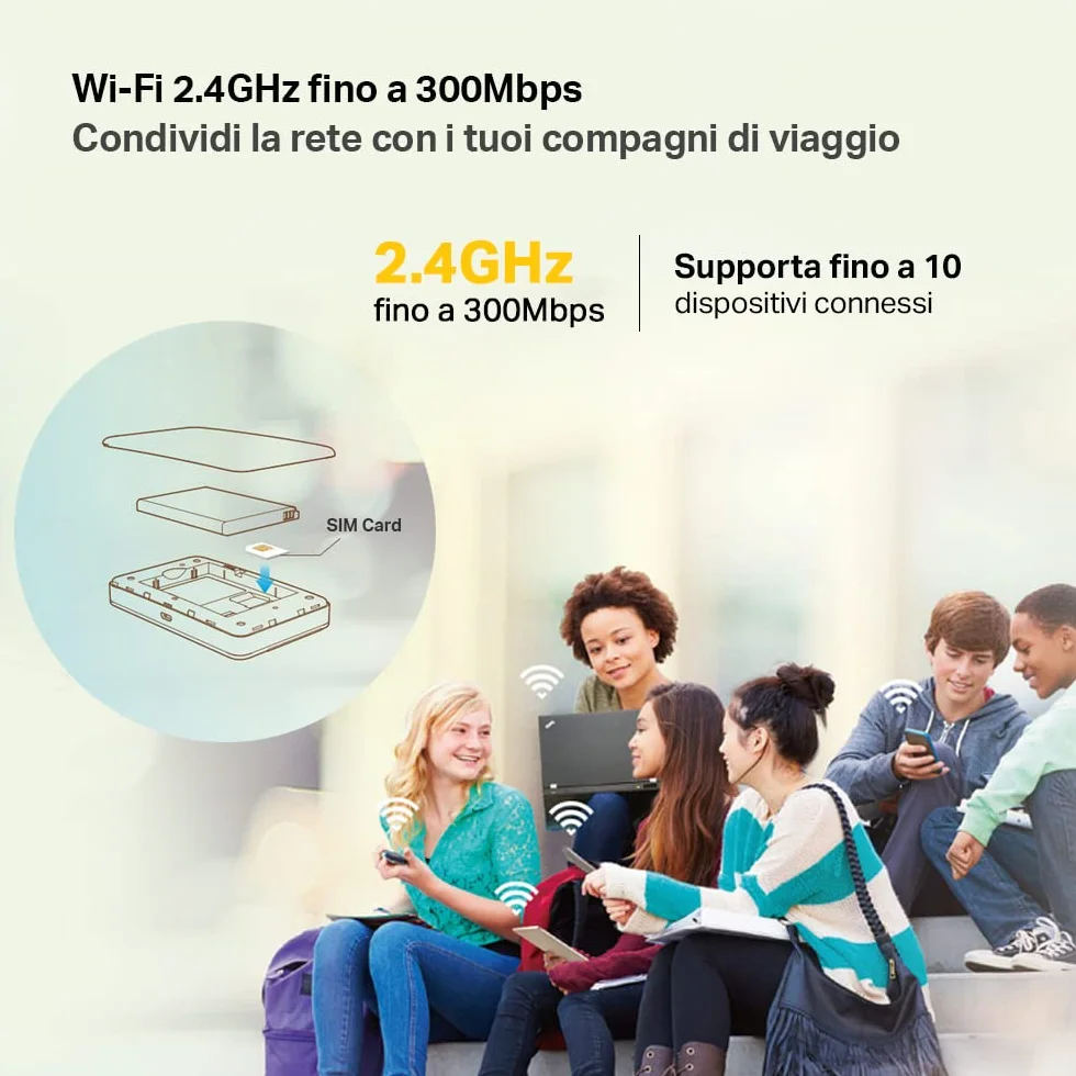 TP-Link M7350 Saponetta WiFi Portatile 4G LTE Cat4, Visualizzazione Sullo Schermo, Router WiFi con SIM, Router 4G, Modem 4G, Batteria Ricaricabile 2000mAh, Facile da Usare