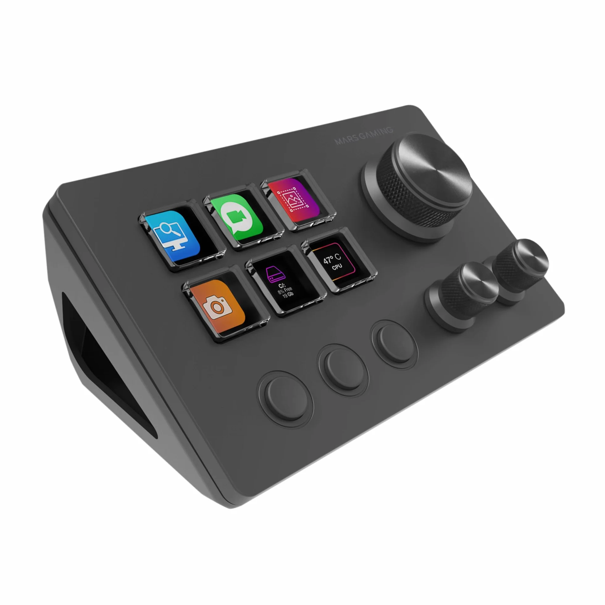 Mars Gaming MSD-TWO Control Deck Compatto 6 Tasti LCD Personalizzabili 3 Manopole Multifunzionali Nero