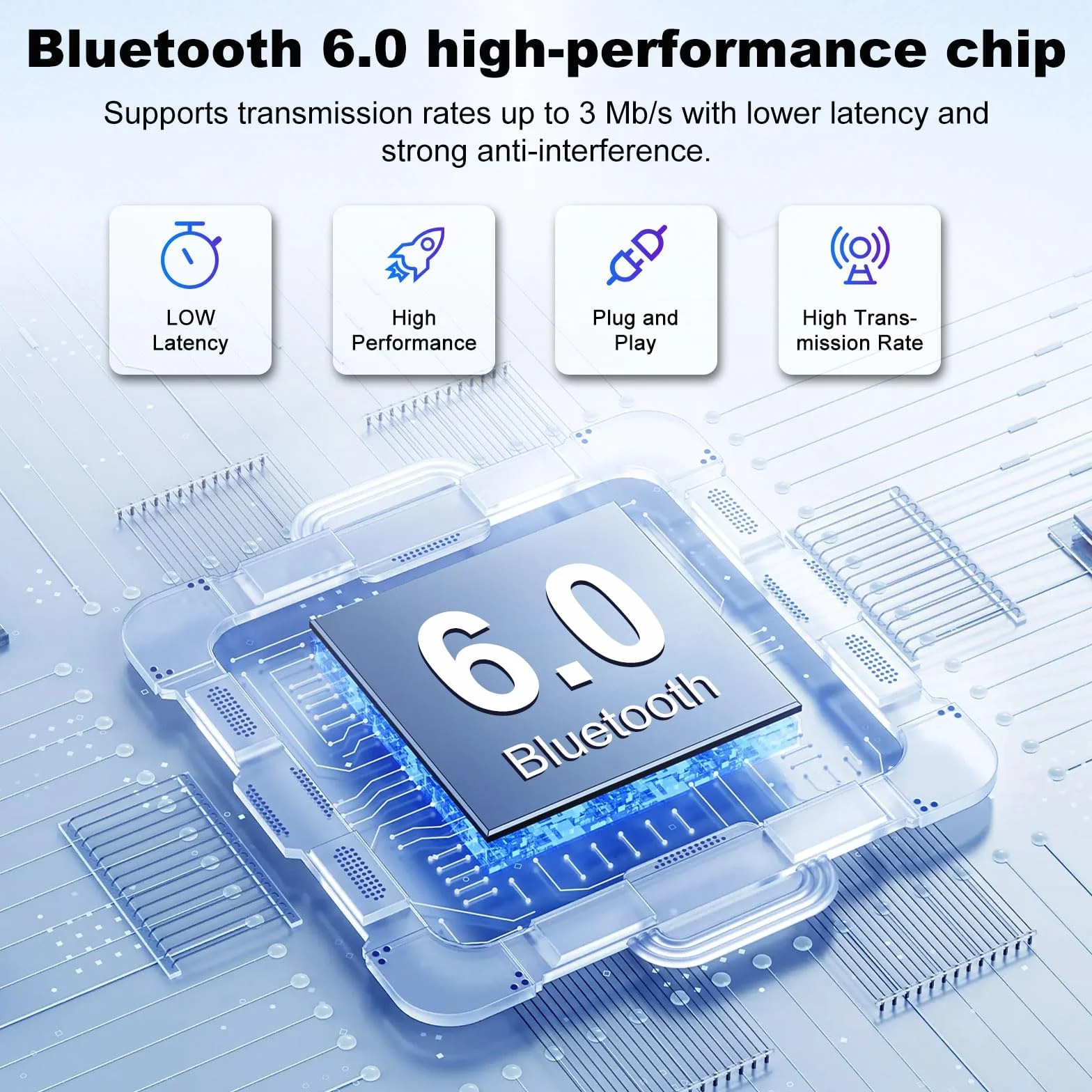 Adattatore Bluetooth 6.0 USB Dongle per PC, chiavetta USB Bluetooth per mouse, supporta fino a 5 dispositivi contemporaneamente, ampia portata, bassa latenza, compatibile con Windows 11/10/8.1, doppia