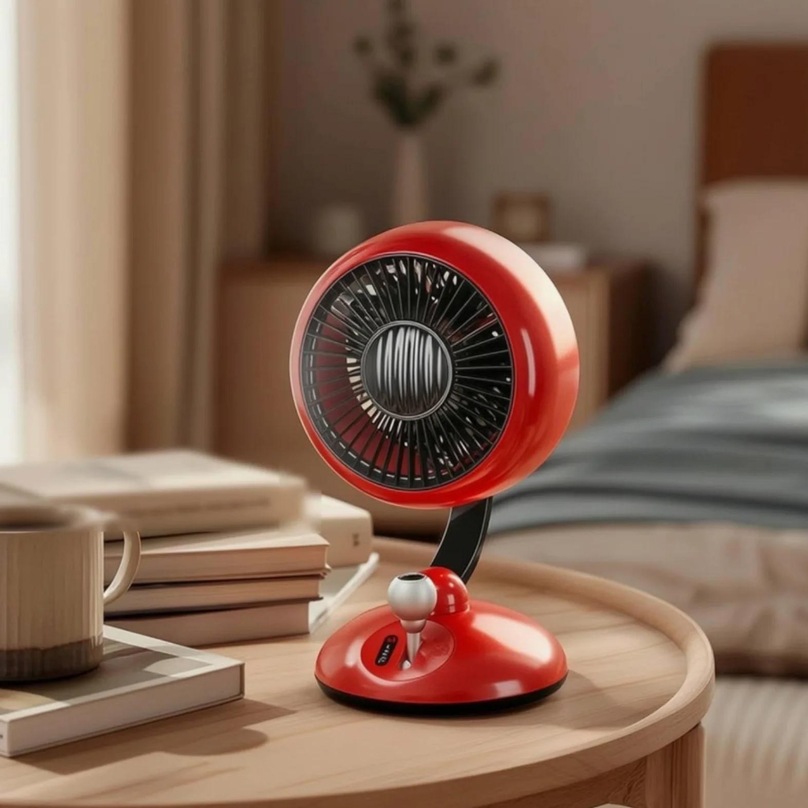 Ventilatore USB da Scrivania Ventilatore da Tavolo Silenzioso Portatile Ricaricabile con Griglia Arrotondata Regolazione Velocità a Materiale Plastica Adatto per Lavoro Casa Riposo, Rosso