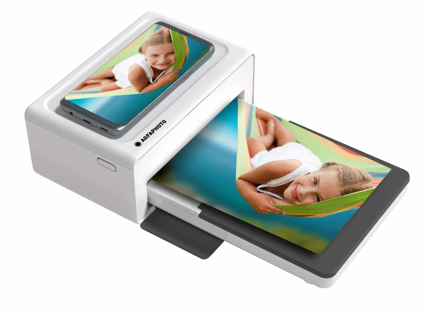 AgfaPhoto Realipix Moments AMO46 - Stampante fotografica per Smartphone 10x15 cm, Bluetooth per Smartphone Apple e Android, 4Pass Sublimazione Termica - Bianco