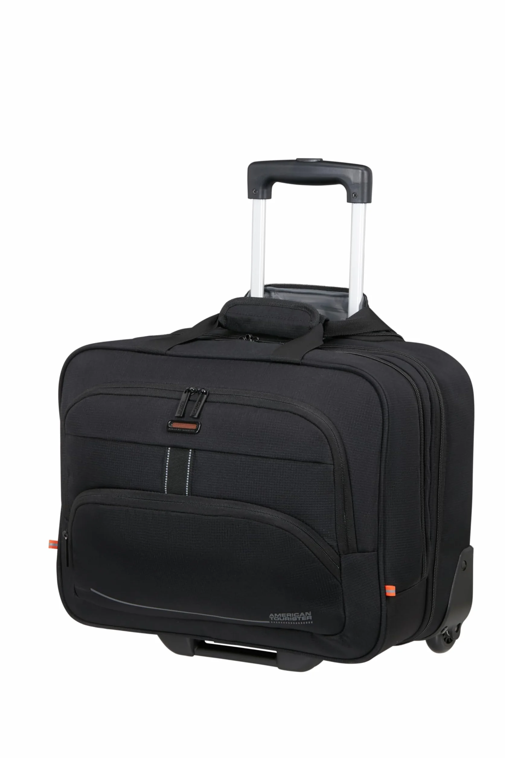 American Tourister AT WORK NXT - Borsa per laptop con rotelle 15.6", bagaglio a mano business trolley, bagaglio a mano con scomparto laptop, valigetta pilota, borsa cabina aereo, 33 L, Nero