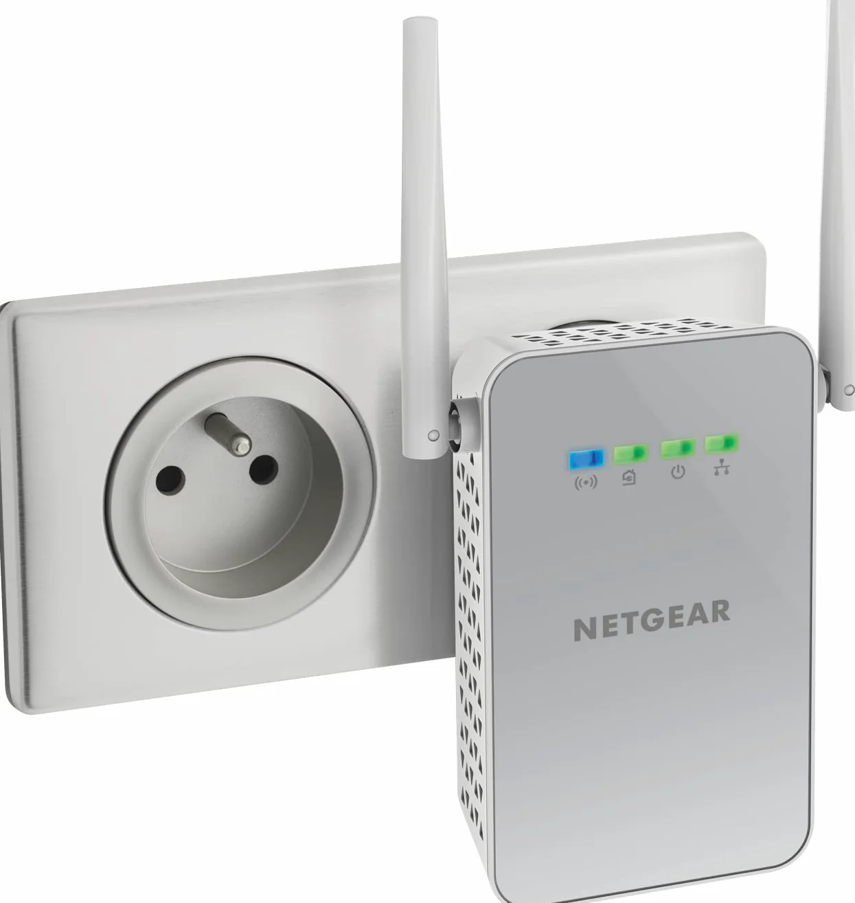 Netgear Plw1000-100Pes Adattatori Powerline Av1000, Wireless Ac Dual Band, 2 Porte Gigabit Totali, 2 Pezzi, Bianco, Ethernet