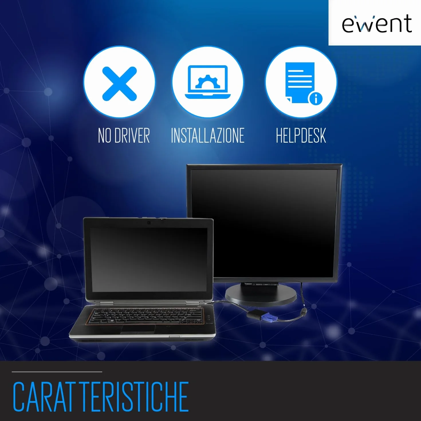 Ewent EW9864 - Convertitore HDMI a VGA (maschio a femmina) adattatore per computer, desktop, laptop, PC, monitor, proiettore, HDTV, Chromebook, Raspberry Pi, Roku, Xbox e altro-Nero