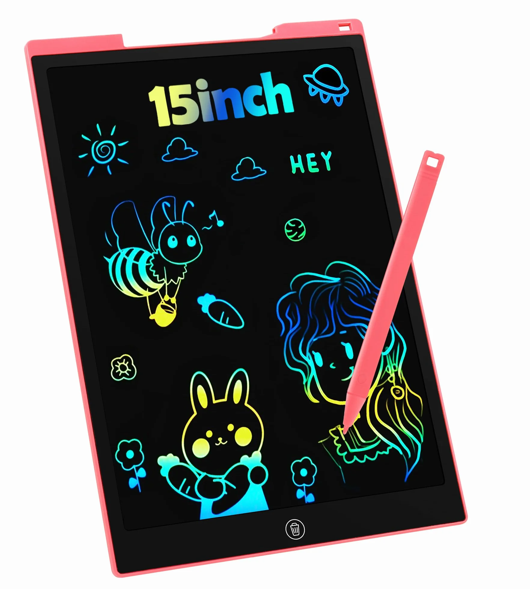 Tavoletta Grafica LCD Scrittura 15 Pollici, Tavoletta Grafica Bambini Elettronica Digitale da Disegno con Penna Giochi Giocattolo 3 4 5 6 7 8 9 Anni Regali di Natale di Compleanno per Ragazzi Ragazze
