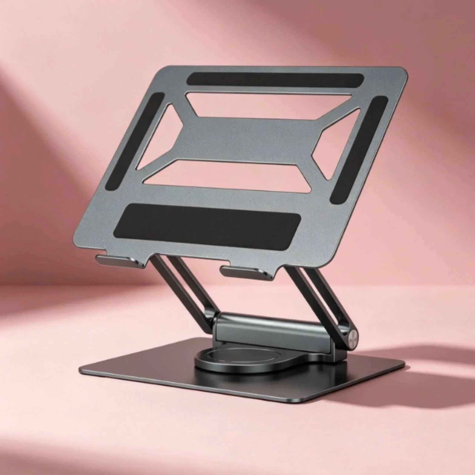 Supporto Laptop con Docking Integrata Supporto Notebook Riser Regolabile Pieghevole Struttura a Snodo in Lega D Alluminio Base Stabile con Usb Adatto per Ufficio, Argento