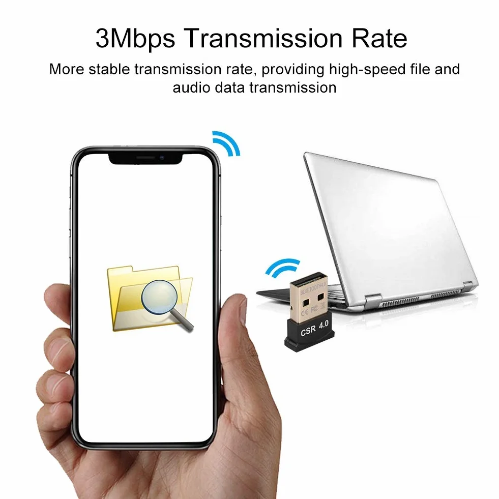 Adattatore Bluetooth USB, Dongle Bluetooth Dual Mode EDR da 3Mbps, Ricevitore Adattatore Mini Bluetooth CSR4.0 con Chip CSR8510, per Laptop Desktop, per Win