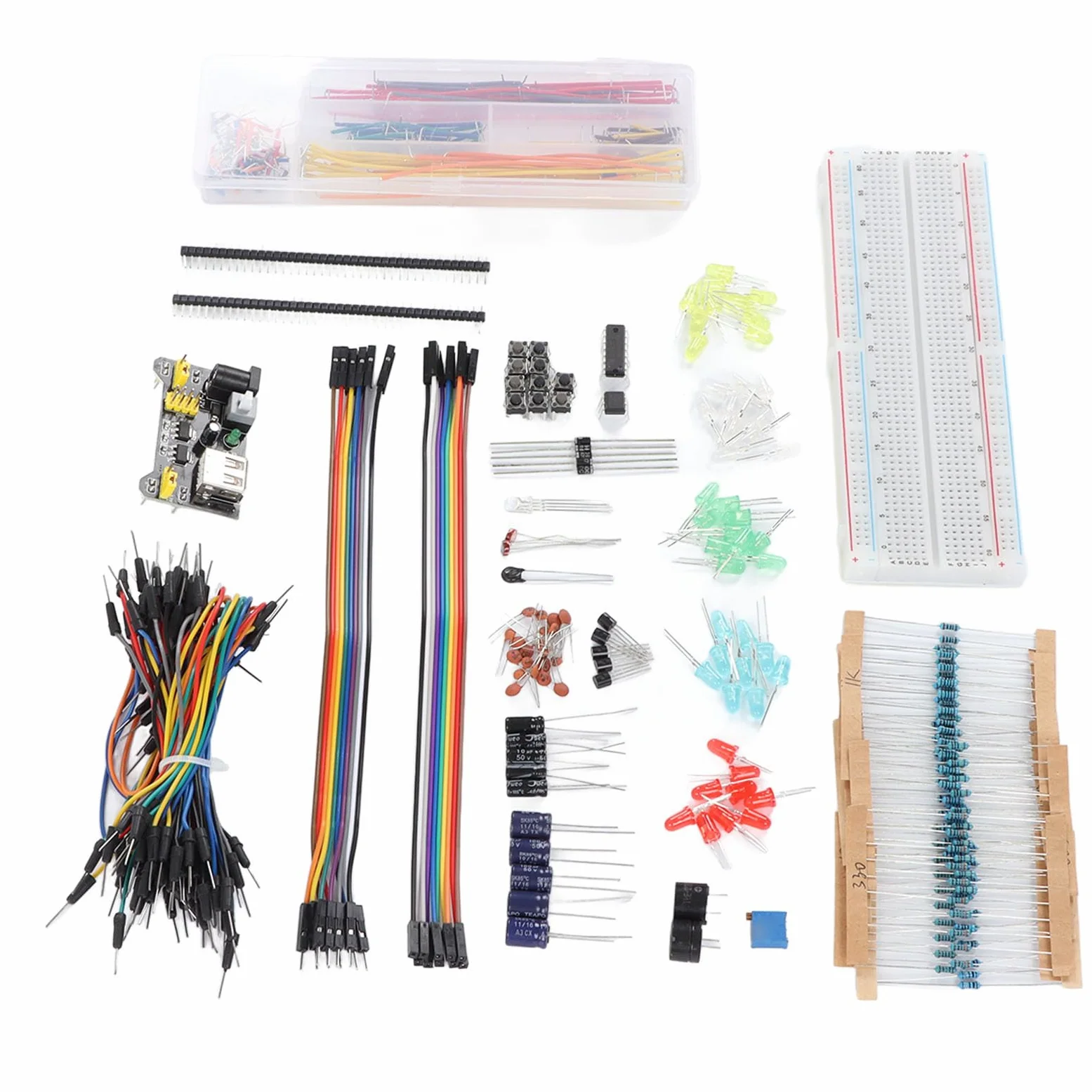 Fafeicy Kit Divertente di Componenti Elettronici, Materiale Siliconico per Progetti Breadboard R3, Modulo Iniziale Completo con Cavi Jumper e LED