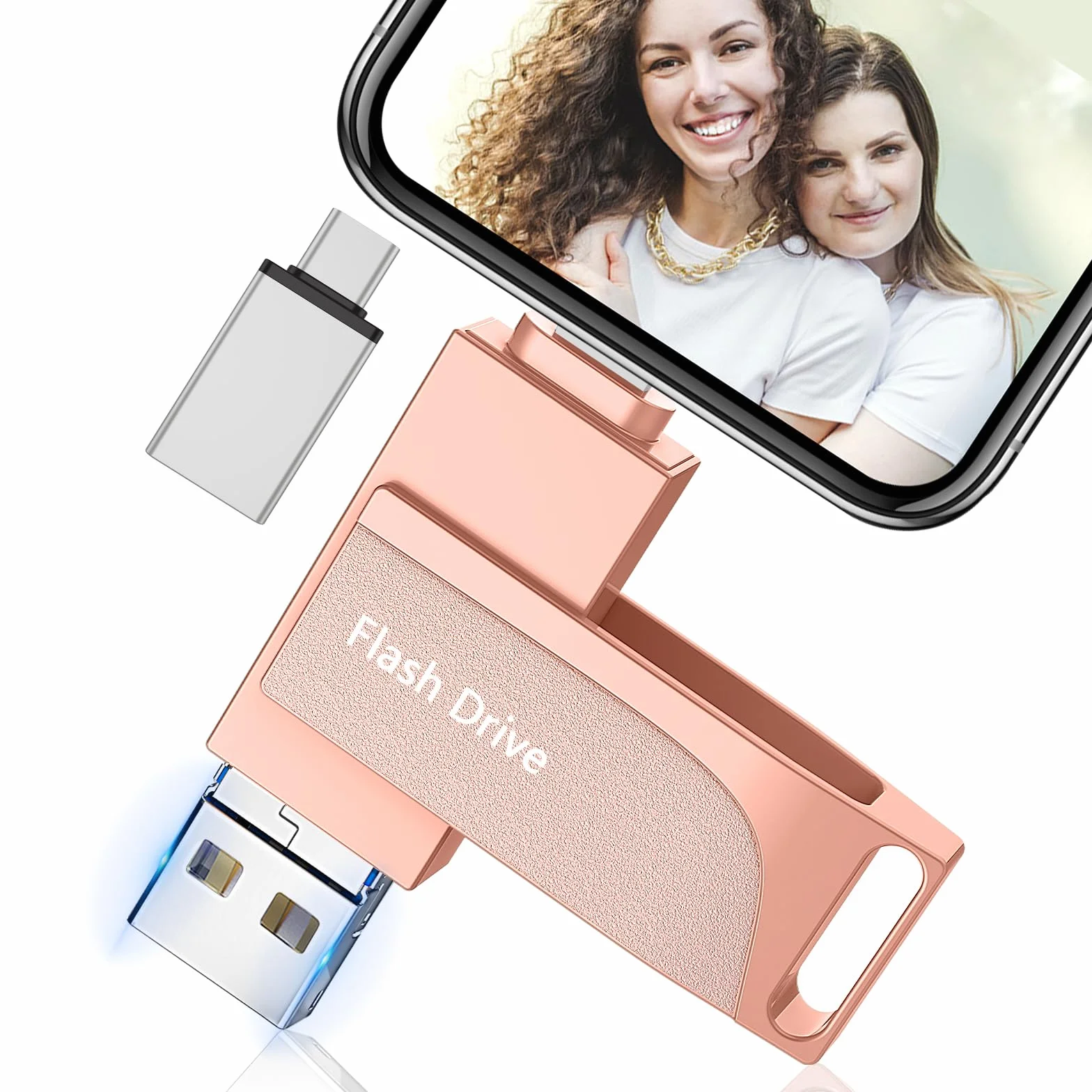 Chiavetta USB 512GB Levida 4 in 1 USB C 3.0 per iPhone Android PC Foto Video Backup Automatico Rosa