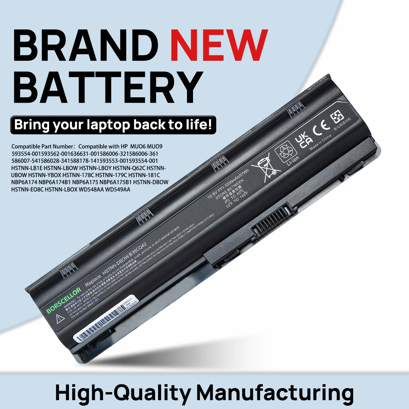 MU06 CQ42 593553-001 Batteria MU09 di ricambio per laptop HP G62 Pavilion G6 G7 593554-001 593562-001 636631-001 HSTNN-LB0W HSTNN-DBOW HSTNN-Q62C CQ32 CQ43 CQ56 CQ62 CQ72 CQ57 G32 G42