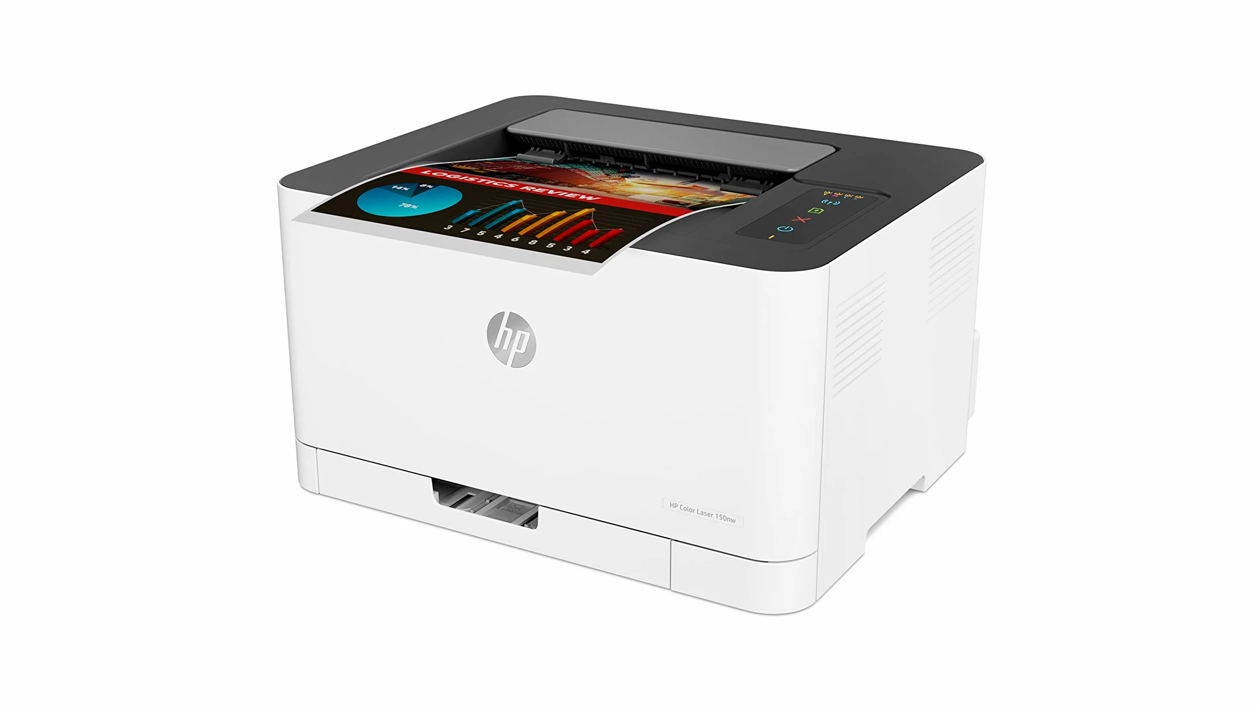 HP Color LaserJet 150nw 4ZB95A, Stampante a Singola Funzione A4, Stampa Fronte e Retro Manuale a colori, 18 ppm, USB, Wi-Fi, Ethernet, Schermo LCD a icone con tastierino, Bianca