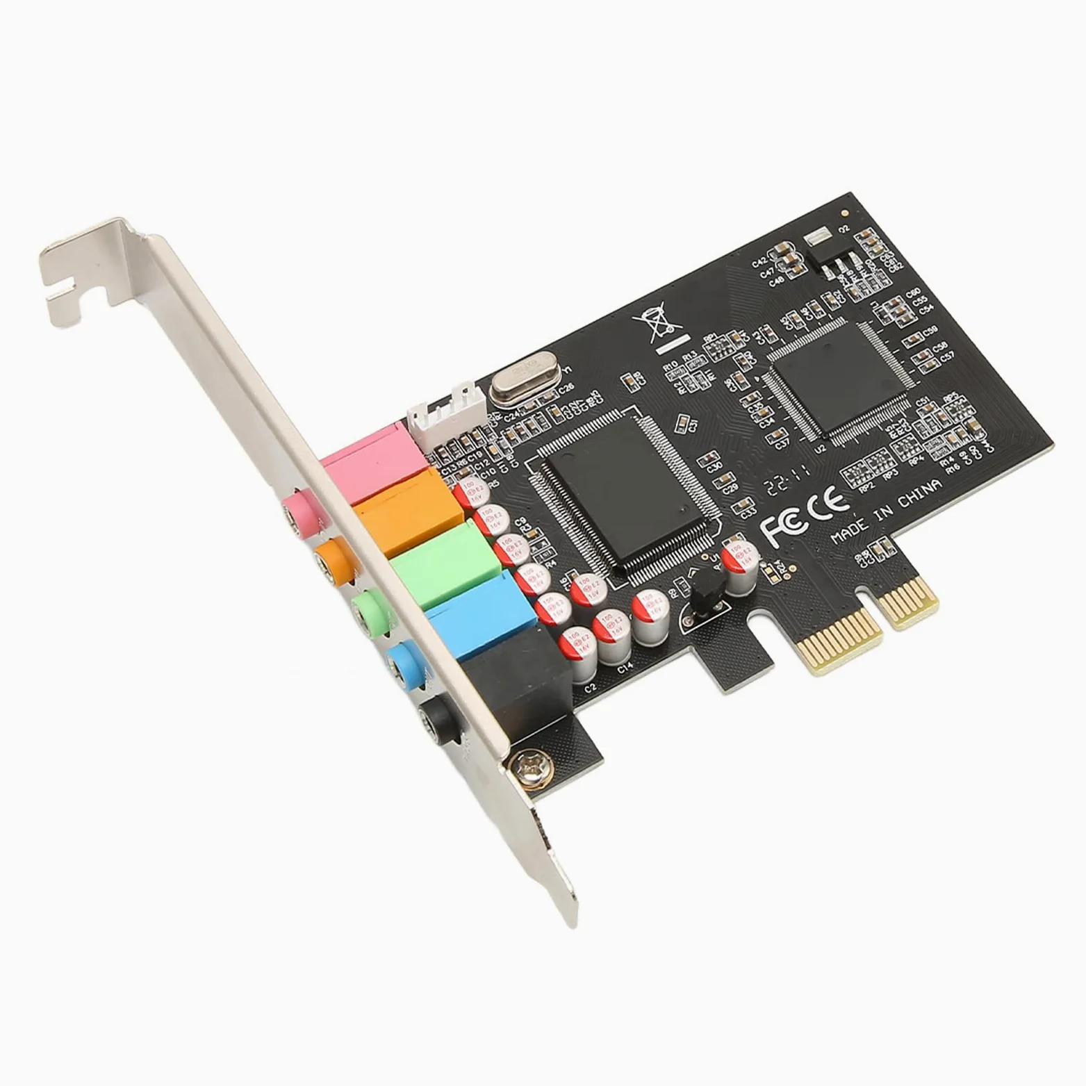 Scheda Audio PCI Express 5.1 per Computer - Audio Surround a 6 Canali, 24 Bit 48 KHz, Interna per Giochi 3D e Home Theater