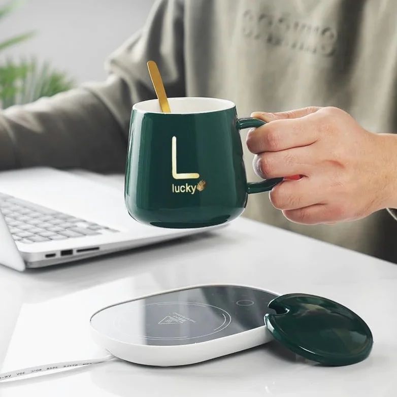 Set regalo, set di tappetini elettrici USB per tazza da caffè, scaldabagno per tè al latte, scaldabagno, sottobicchiere a temperatura costante per casa e ufficio (verde)
