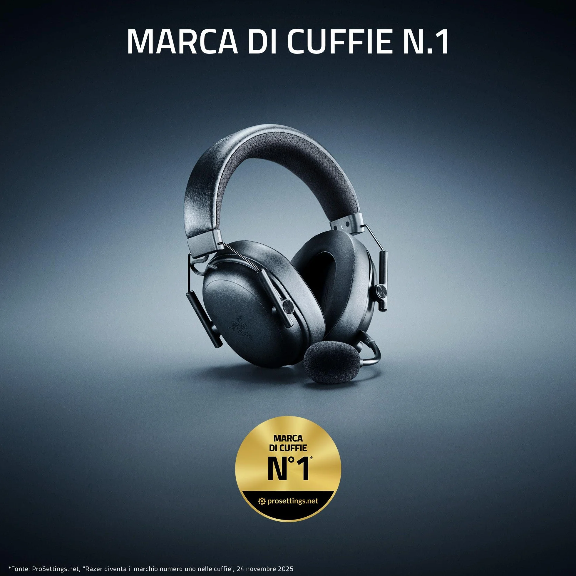 Razer BlackShark V3 - Cuffie wireless per eSport - Driver TriForce da 50 mm - Microfono a banda larga rimovibile - THX Spatial Audio - Wireless 2,4 GHz & Bluetooth - Profili FPS - PC/Mac | Nero
