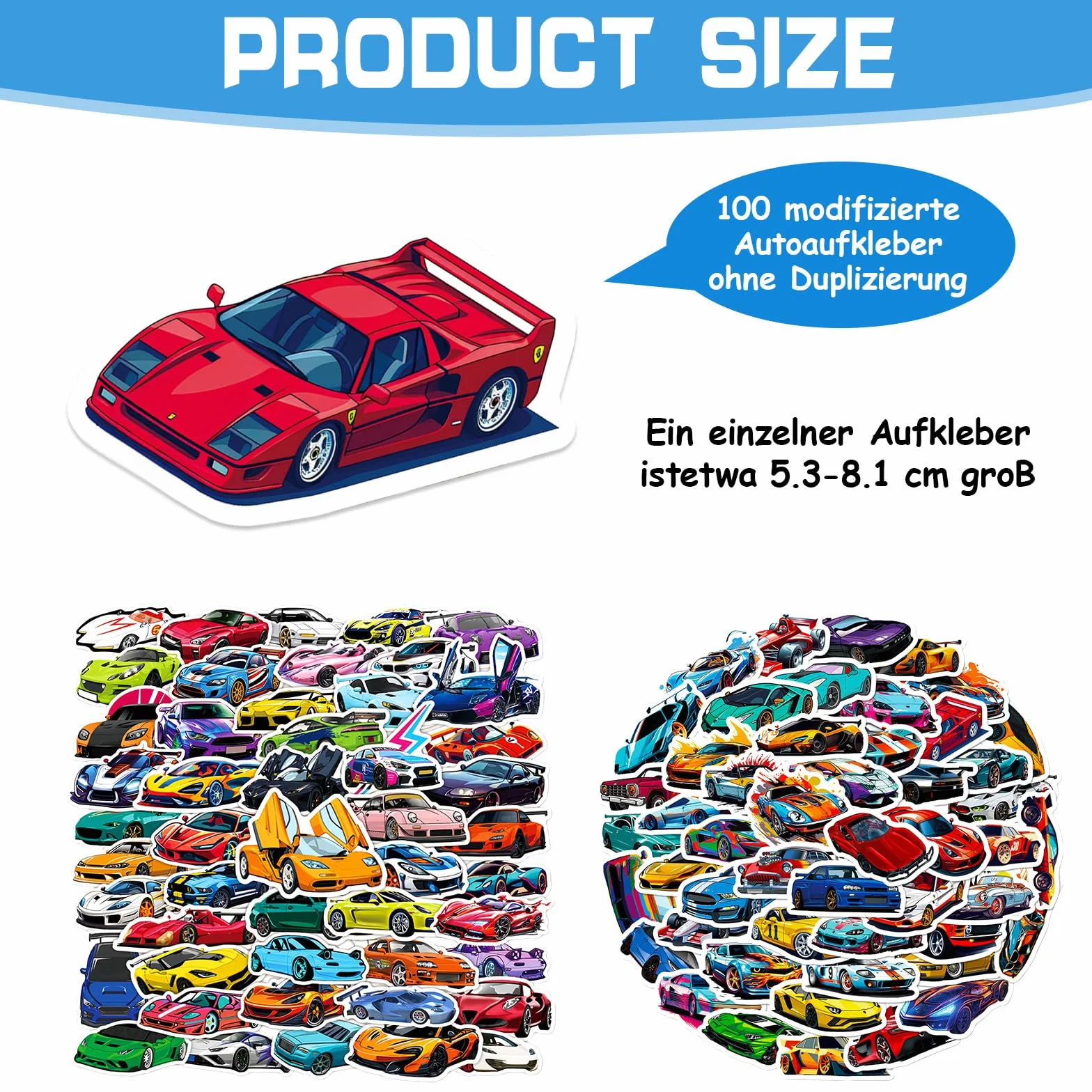 100 Adesivi da Corsa per Auto e Oggetti – Adesivi Decorativi da Cartone Animato per Bambini, Impermeabili, Autoadesivi per Chitarra, Skateboard, Album e Fai-da-Te.