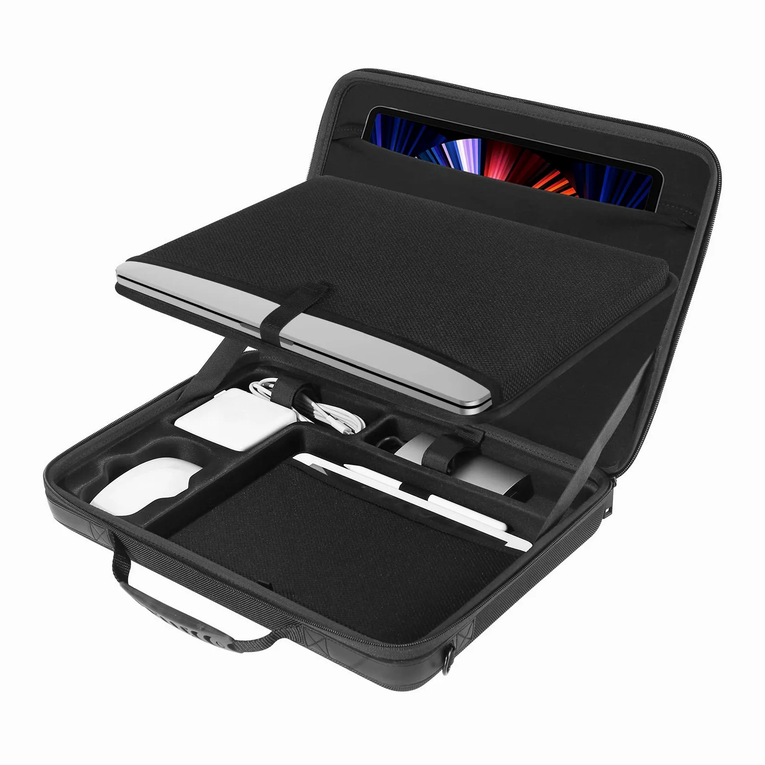 Smatree Borsa a Tracolla Valigetta da 15,6 pollici, Custodia Rigida per Laptop Compatibile con MacBook Pro 16 pollici 2021/2019 e 15,4 pollici, Custodia per Laptop con Scomparto per Accessori - Nera