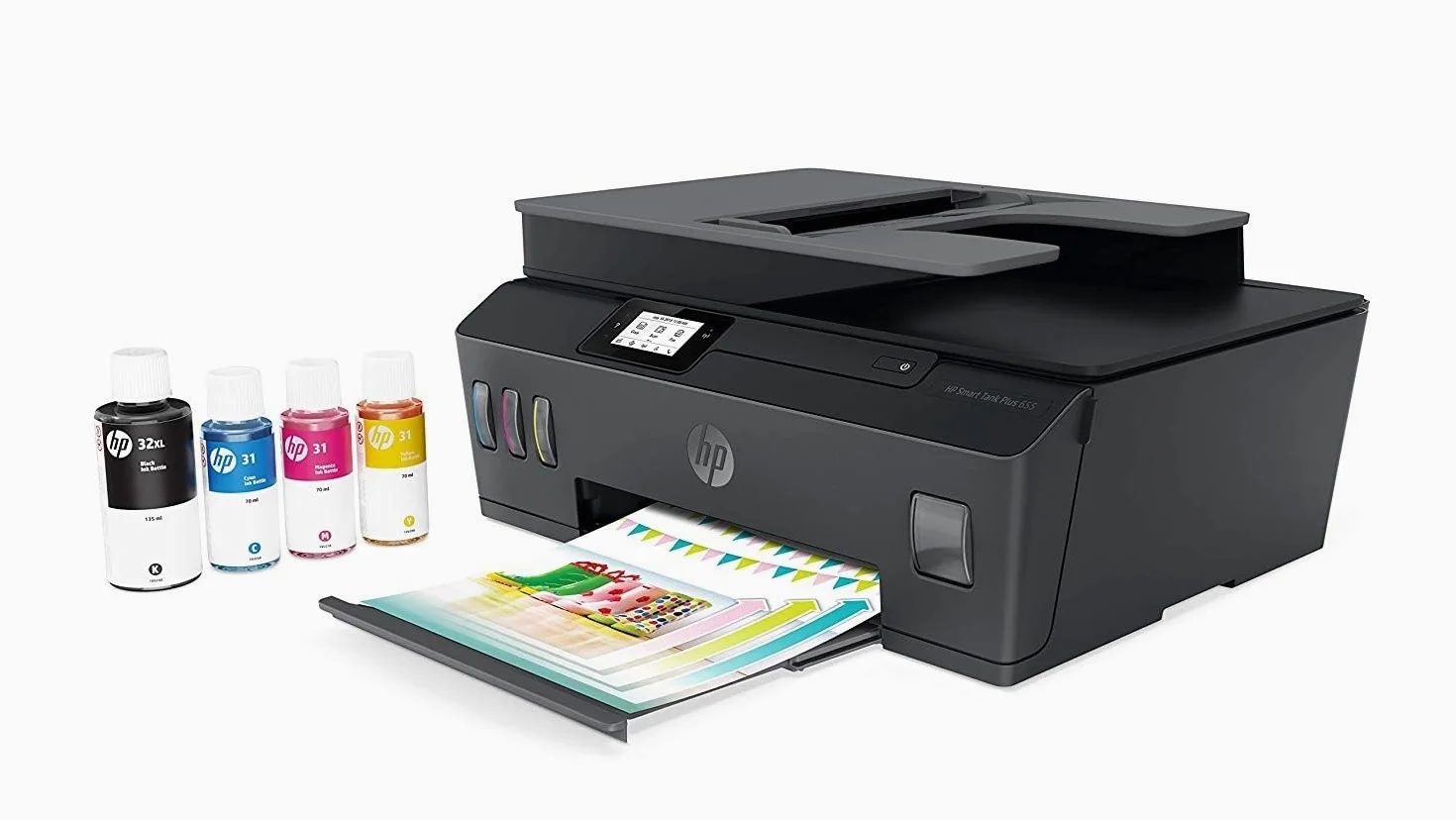 HP Smart Tank Plus 655 AiO Y0F74A, Stampante Multifunzione a Colori, Serbatoio d'Inchiostro ad Alto Volume di Stampa, Fino a 12000 Pagine (Nero) e 8000 Pagine (Colore), Scansione, ADF, Wireless, Nera