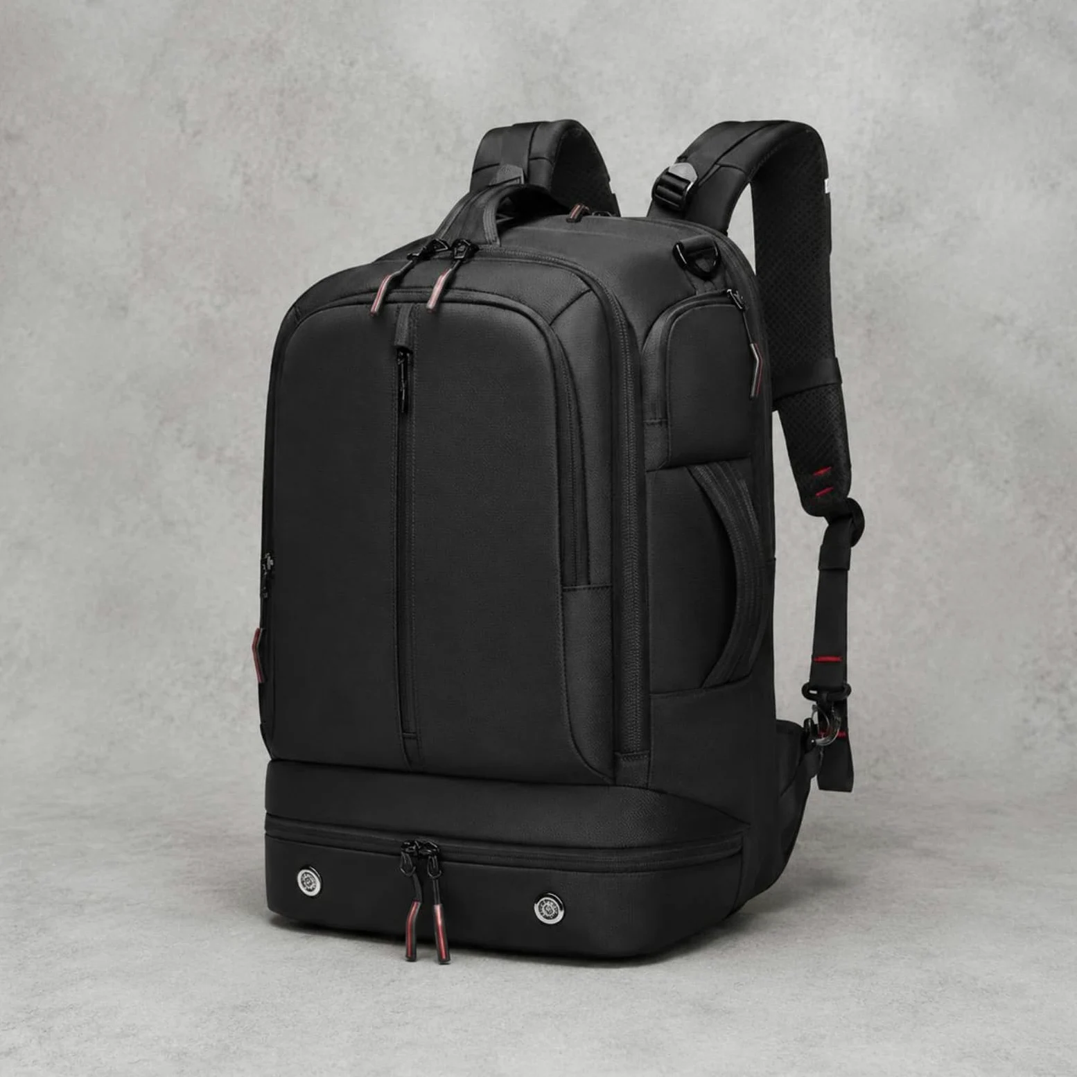 Zaino da Viaggio Uomo Convertibile con Tracolla Zaino Borsa a Spalla Borsa per Ufficio con Tasche Multiple E Protezione Laptop Spallacci Larghi E, Nero, Nero, 19