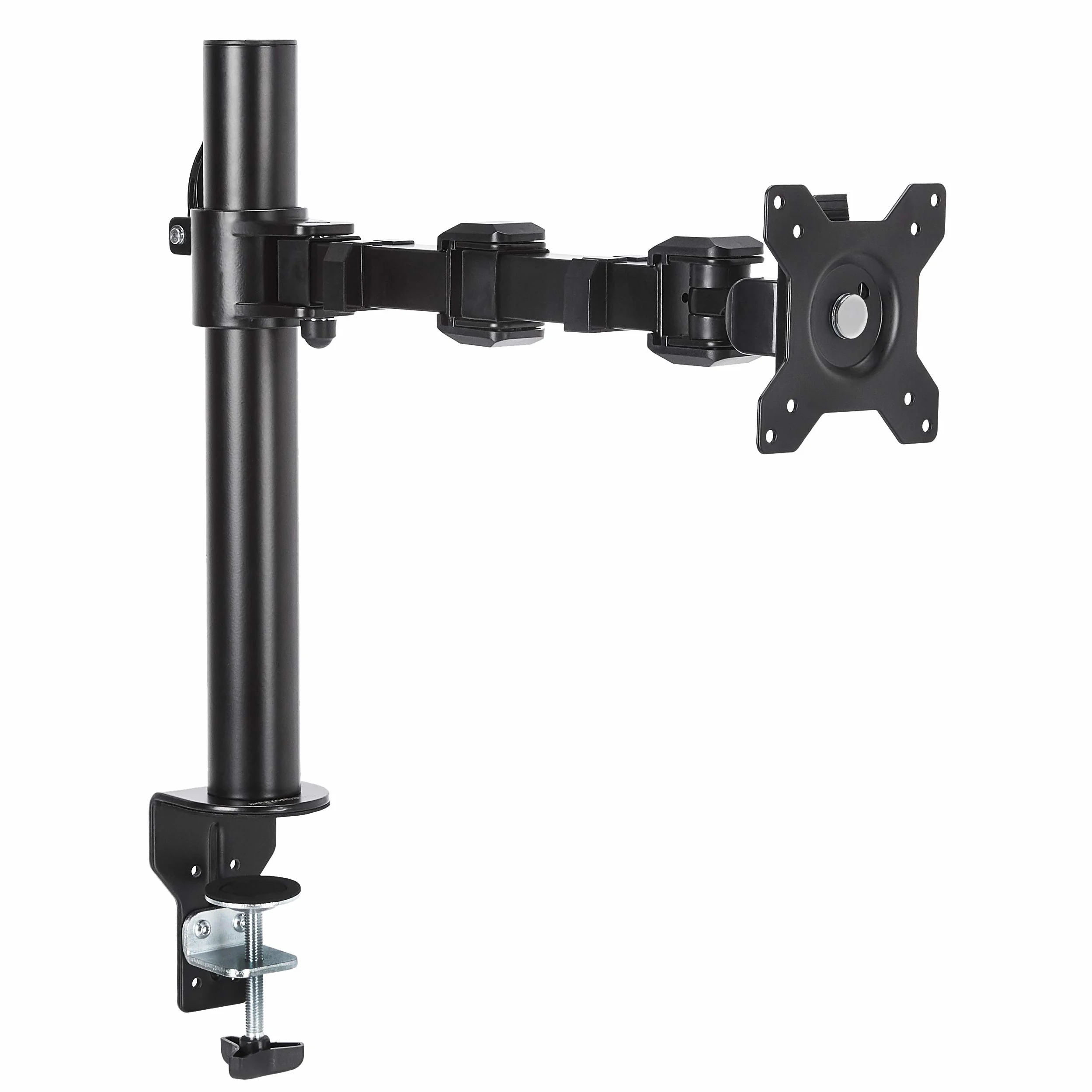 Amazon Basics Supporto per Singolo monitor, con montaggio a scrivania, braccio regolabile in altezza, in acciaio, Nero