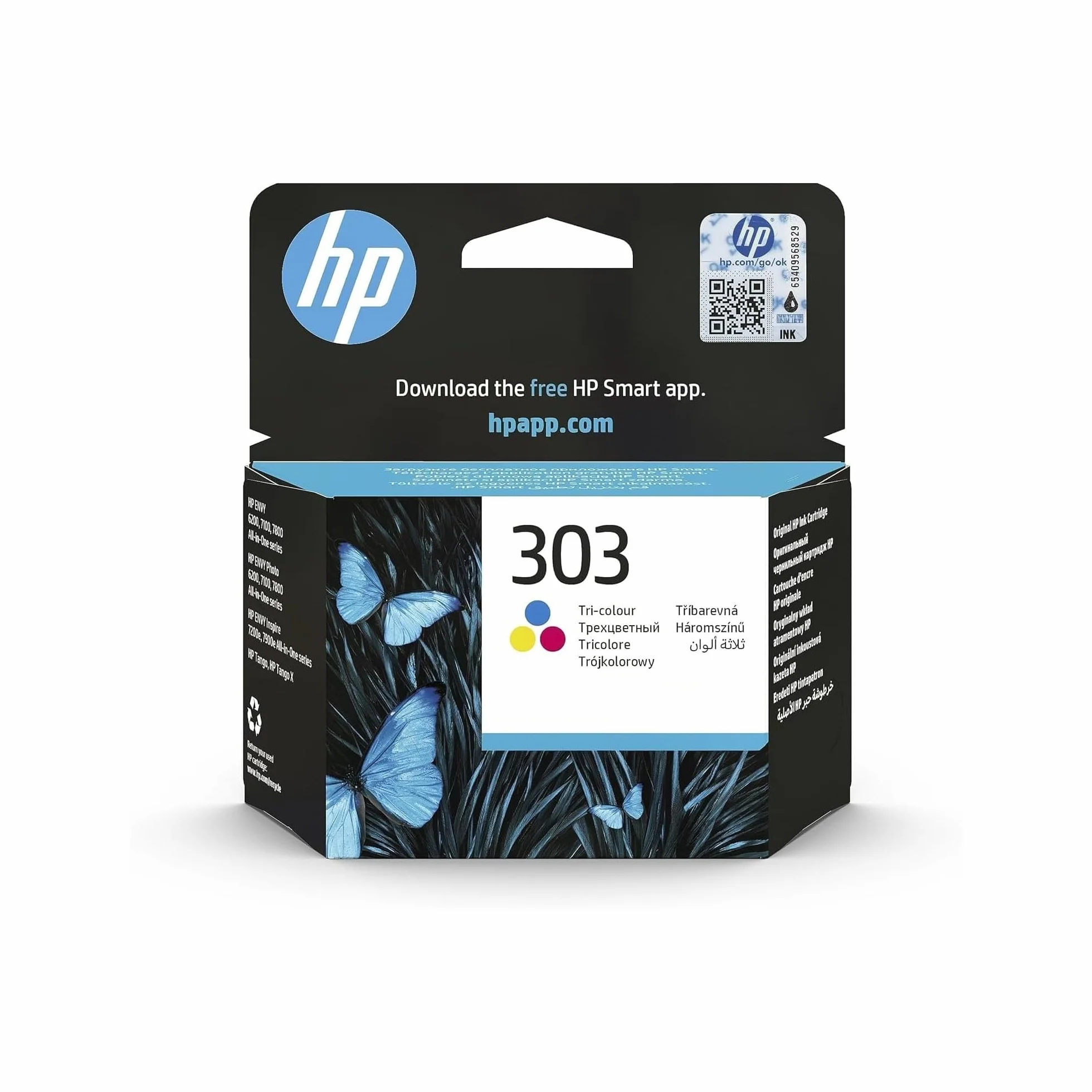 HP 303 Tricromia, T6N01AE, Cartuccia Originale da 165 Pagine, Compatibile con Stampanti Tango e Tango X e Envy 6220, 6230, 6232, 6234, 7130, 7134 e 7830