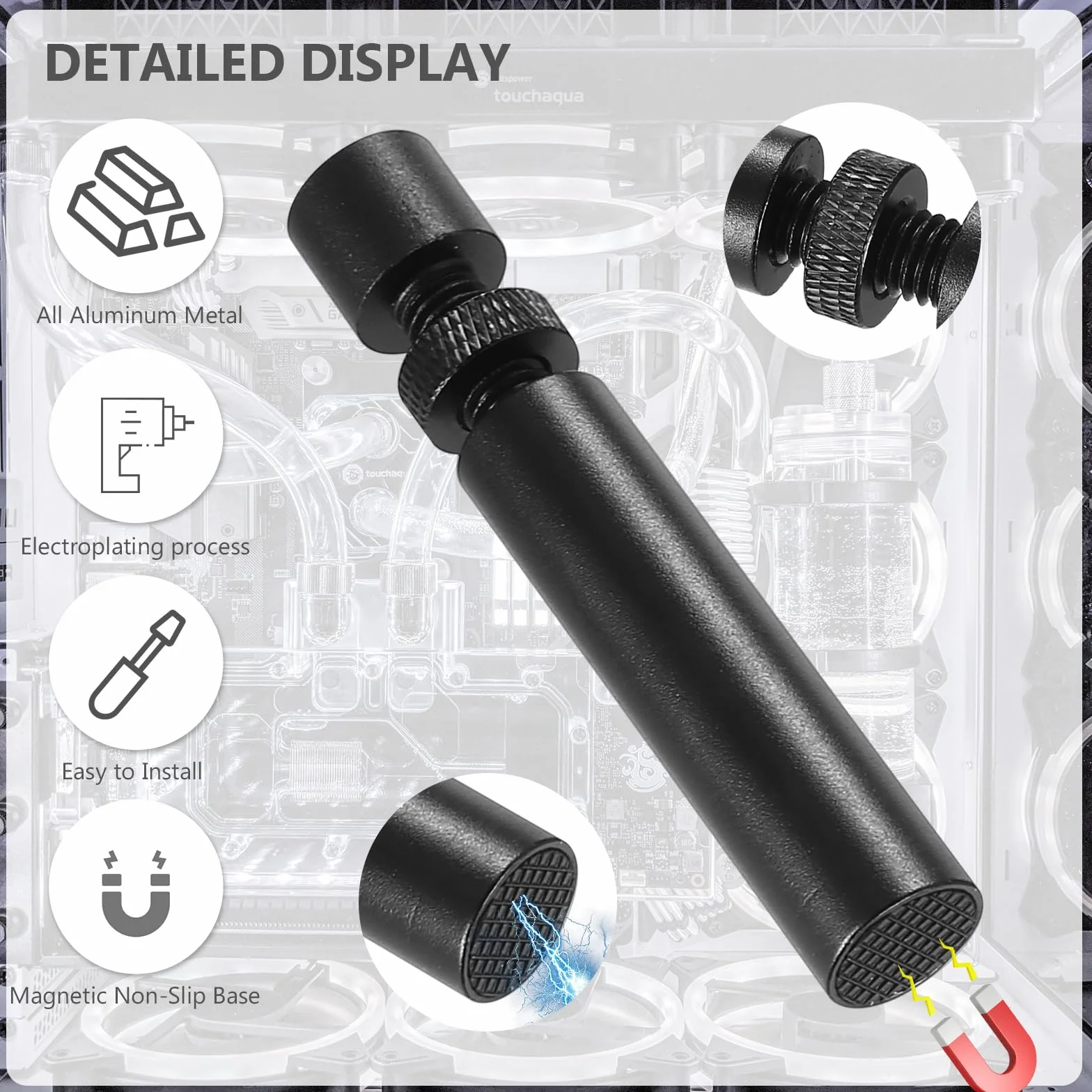 2 supporti GPU, supporto per schede grafiche regolabili con base magnetica, supporto in alluminio in due dimensioni 26-50 mm e 72-120 mm, supporto SAG per computer desktop. Supporto per scheda grafica