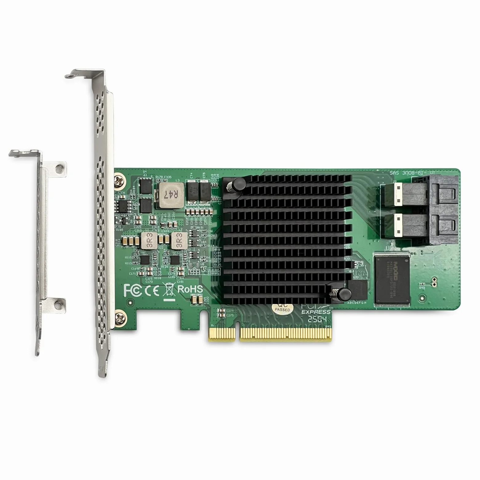 Scheda controller PCIe interno 12G, scheda HBA SATA+SAS a 8 porte 12Gb/s, chip 3008 di Broadcom, PCI Express 3.0 X8, 2 porte mini SAS SFF-8643, come 9300-8I con staffa a basso profilo