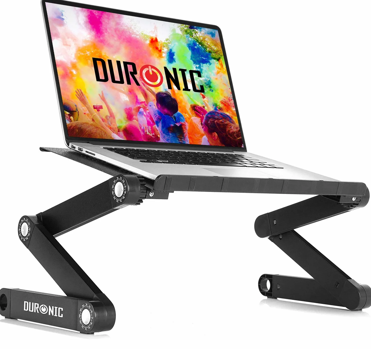 Duronic DML121 - Supporto da scrivania Pieghevole Multiuso, Altamente Regolabile, per Tablet o MacBook, ergonomico, Si ripiega Piatto, Tavolo Portatile, 6 giunture per Gambe Regolabili in 24 posti