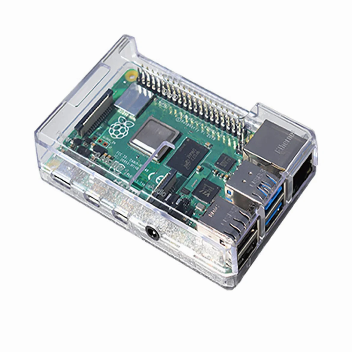 sb components Raspberry Pi 4 Basic Starter Kit (Raspberry Pi 4 Model B, custodia protettiva, alimentatore e scheda MicroSD da 32 GB) trasparente Clear Case 2GB RAM