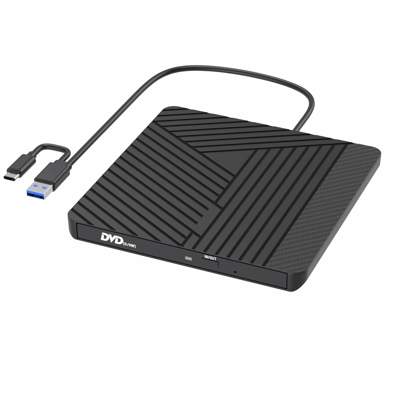 MOSWAG CD DVD Drive Esterno, USB 3.0 e USB C CD/DVD Burner +/-RW Unità Ottica, DVD Sottile Portatile CD ROM Riscrittore Scrittore Duplicatore per Desktop, Windows 11/10 PC MacBook Pro Linux PC