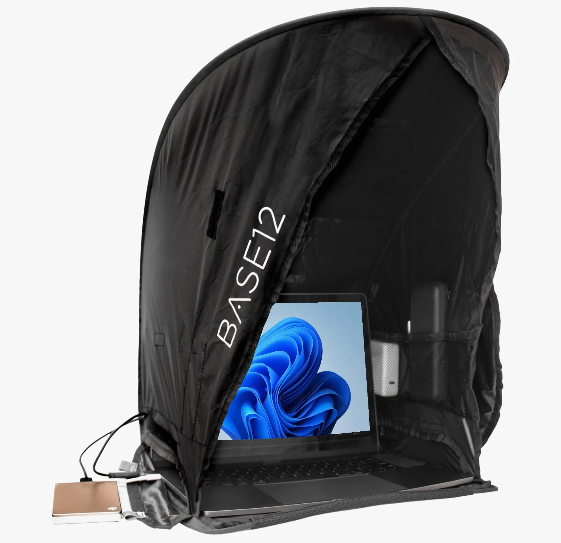 BASE12 Parasole per computer portatile, pieghevole e portatile, per computer portatili, tablet e smartphone