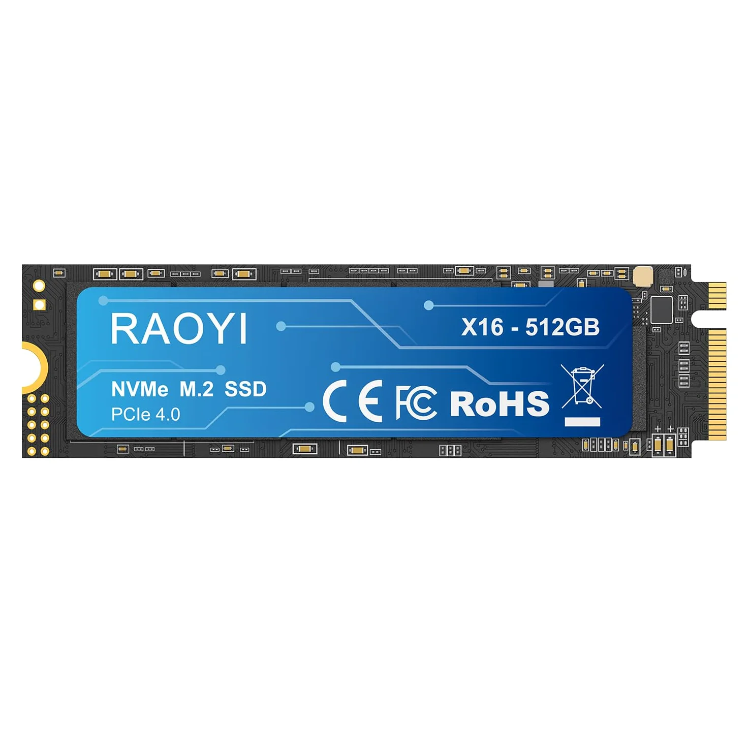 RAOYI Unità a stato solido interna NVMe da 512 GB M.2 2280 PCIe Gen4x4 SSD, fino a 5000 MB/s, configurazione cache SLC, archiviazione ed espansione di memoria per desktop laptop PS5