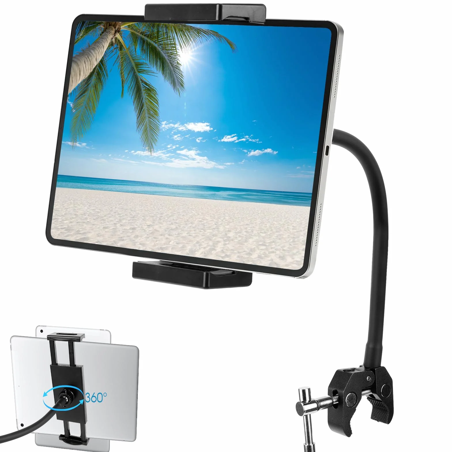 Supporto Tablet Cyclette Spinning Bicicletta Flessibile Regolabile Collo Oca per iPad Pro Air Mini 4,7-12,9"