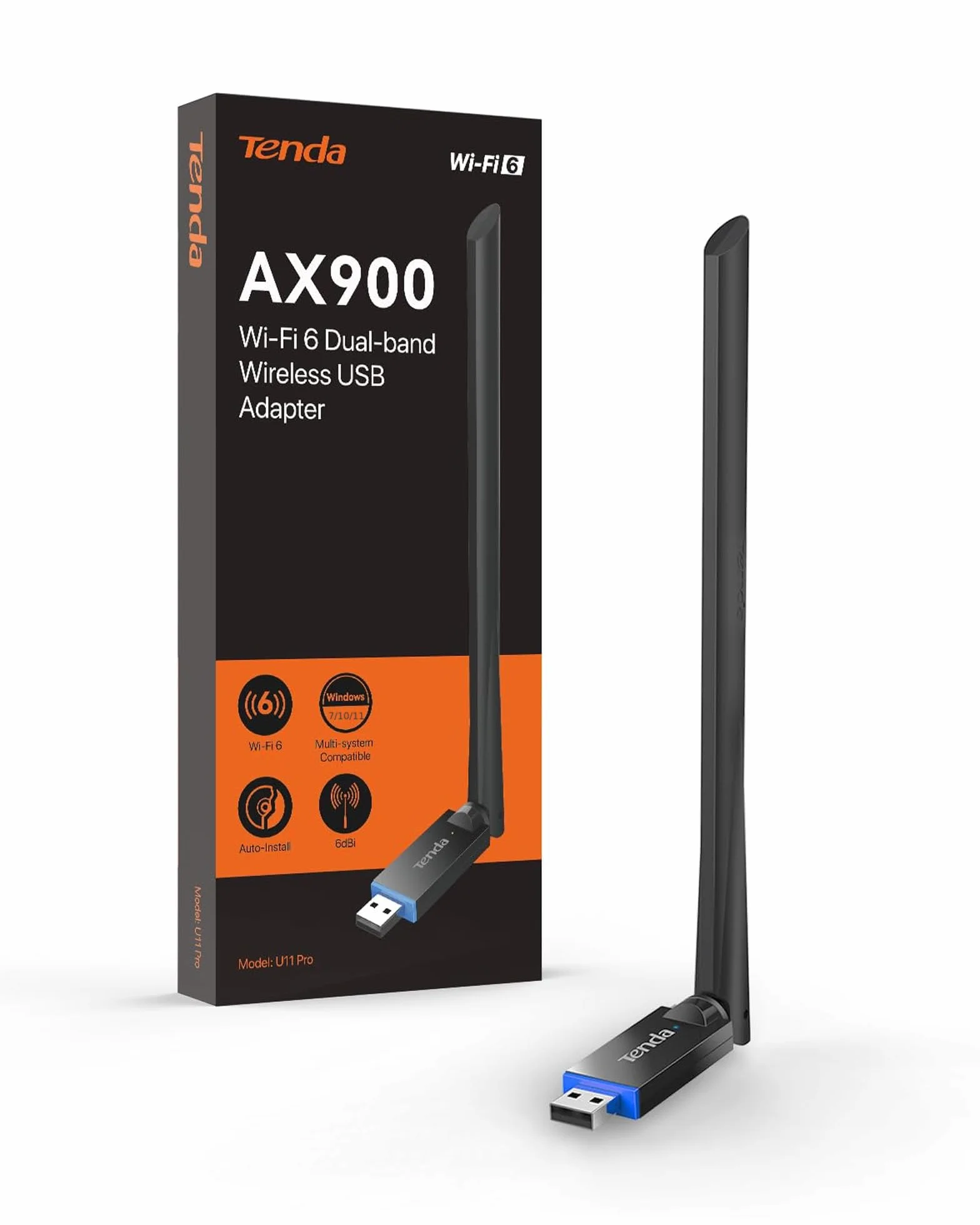 Tenda AX900 Adattatore USB WiFi 6dBi Dual Band 5/2.4 GHz MU-MIMO U11 Pro