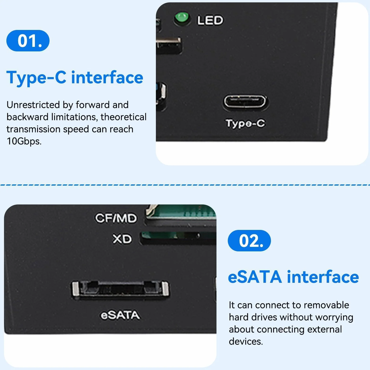 Lettore di Schede Interno, Interfaccia USB 3.0 da 5,25 Pollici Pannello Frontale del PC Hub Lettore di Schede Interno Lettore di Schede Tutto in Uno M2 SD MS XD CF Scheda TF Per Case del Computer allo