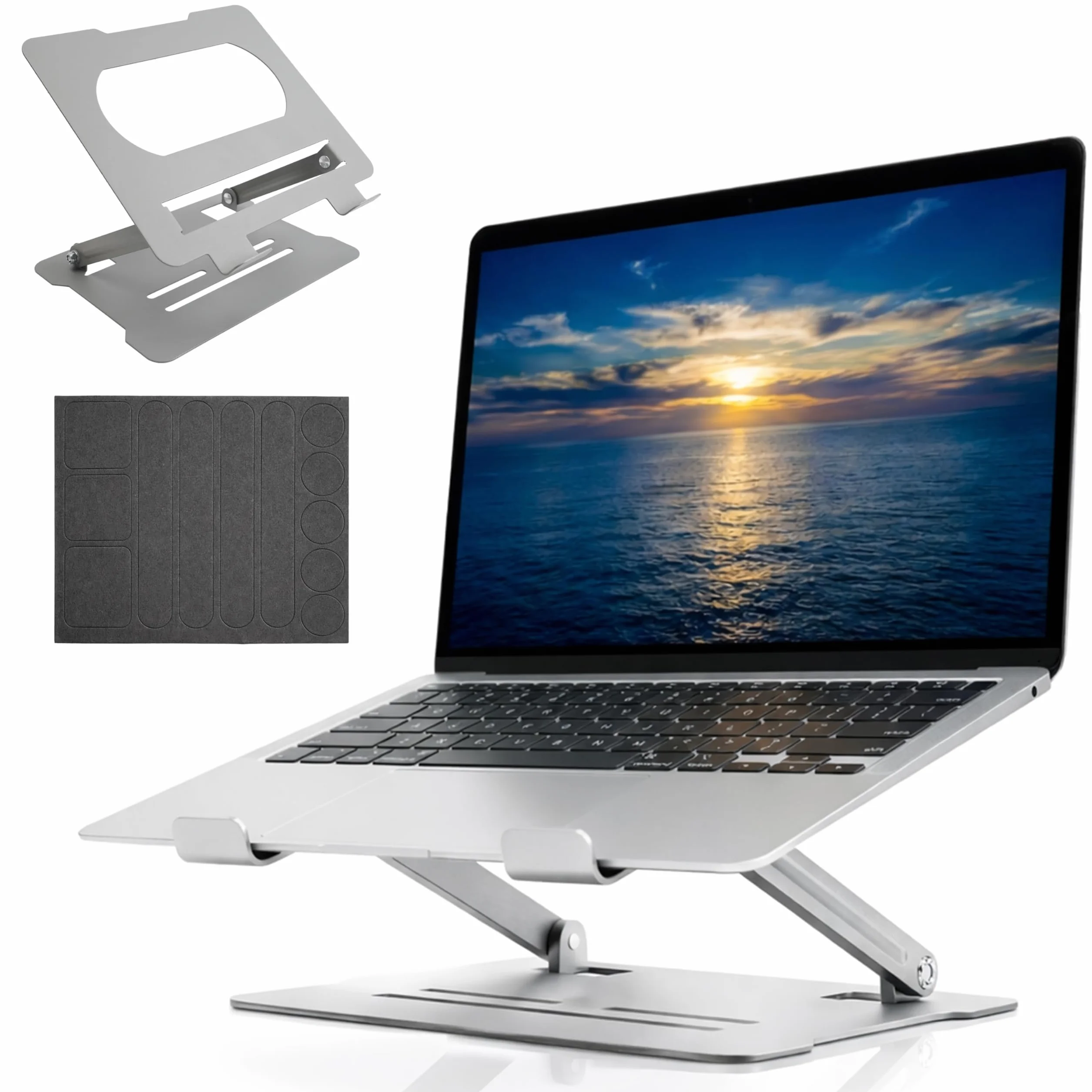 Generico Supporto Pc Portatile Regolabile 90–180° In Acciaio Al Carbonio E Abs – Compatibile Fino A 15,6" – 25×21,5 Cm