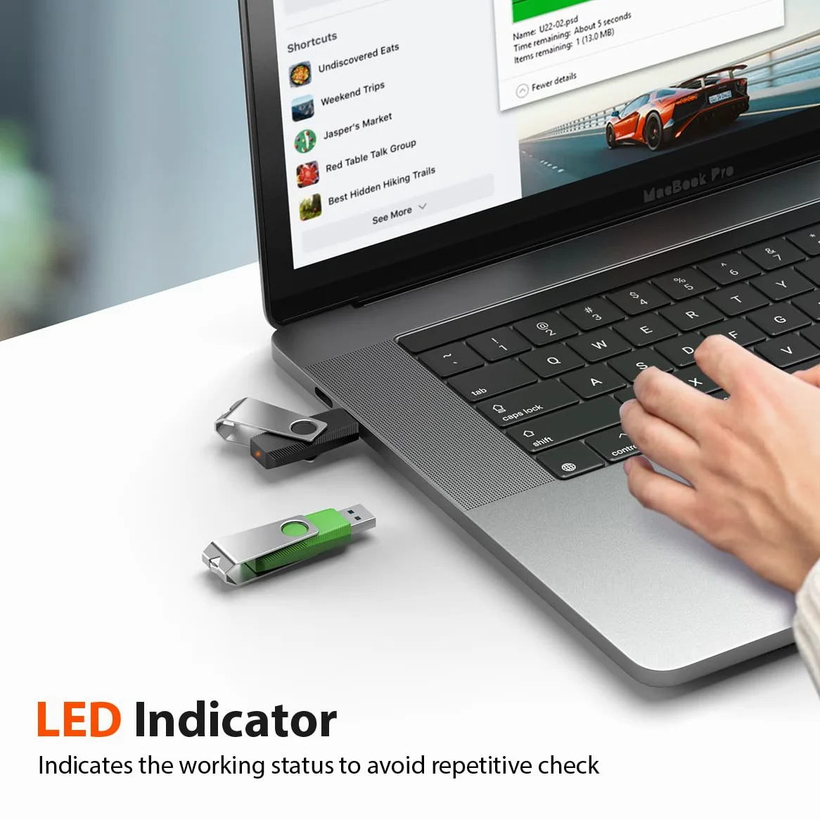 Aiibe Chiavette USB 2.0 da 128 GB con portachiavi (128 GB, 5 colori: nero, rosso, ciano, verde, viola)
