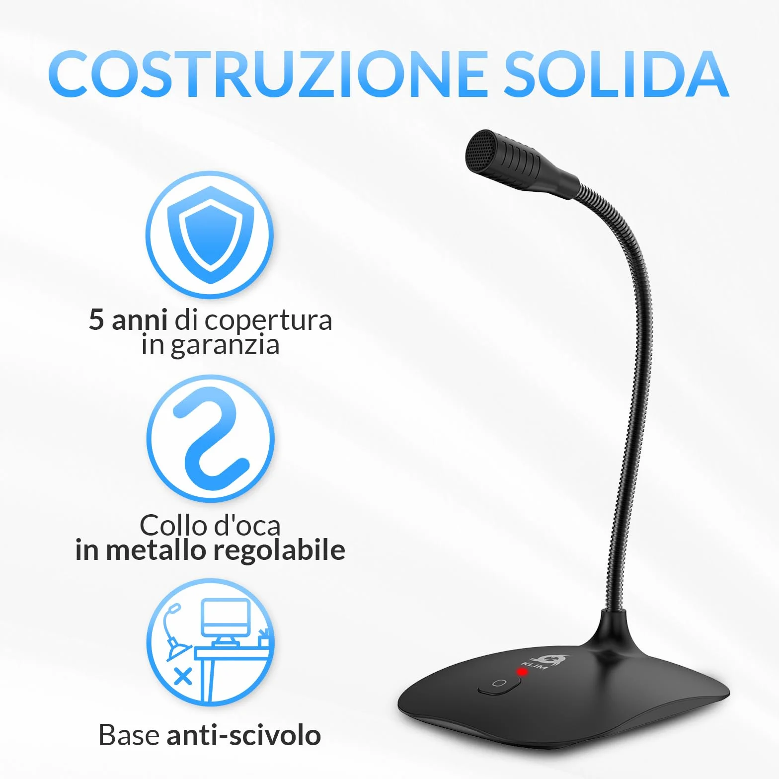KLIM Talk – Microfono USB PC e PS4 – Microfono da Scrivania Omnidirezionale a Condensatore – Vasta Compatibilità – Plug & Play – Audio Professionale ad Alta Definizione - Nero [Nuova Versione]