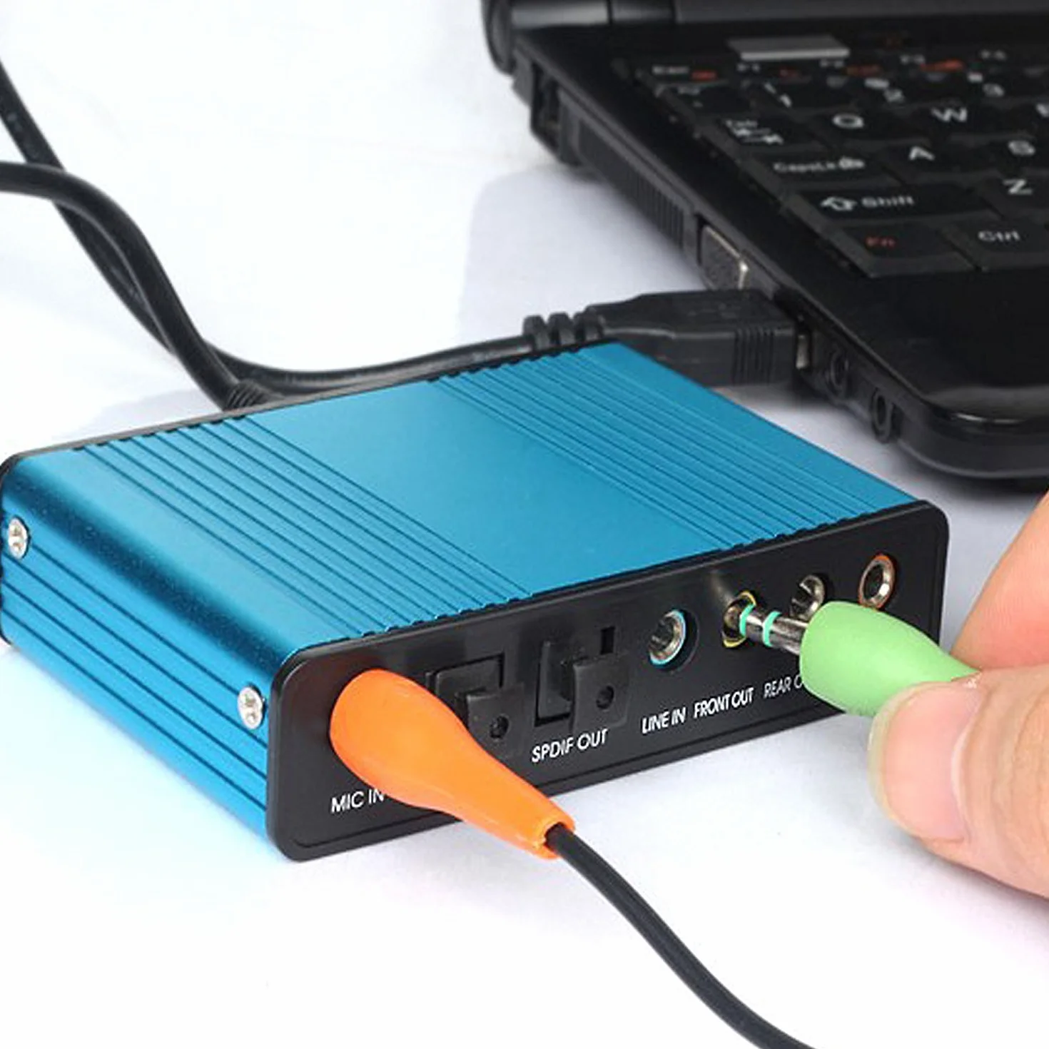 LEAGY, Scheda Audio Esterna a 6 canali USB 2.0 Esterna 5.1 Surround Sound Ottico S/PDIF Scheda Audio Adattatore per PC Portatile Registrazione Compatibile con Windows 10/8/7/XP, Bleu