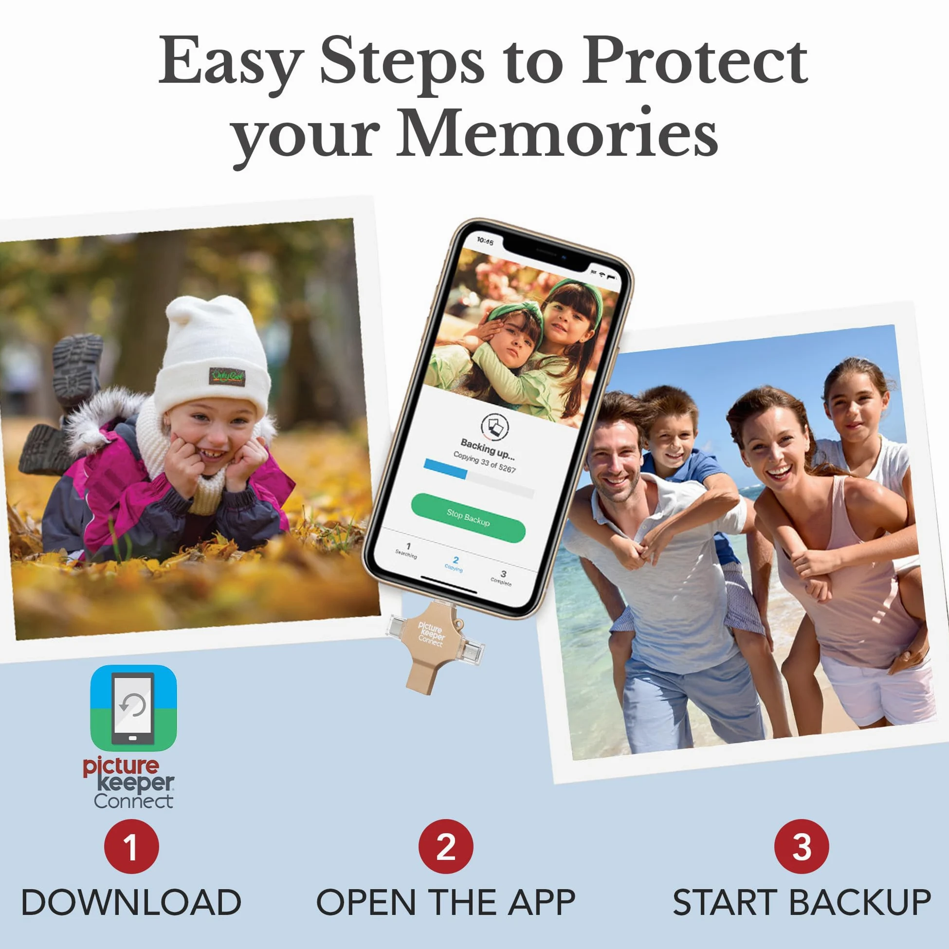 Picture Keeper Connect per iPhone, Android, USB-C, PC e Mac - Chiavetta USB da 128 GB di backup per foto, video, contatti, unità flash di backup di memoria, unità flash drive, chiavetta di